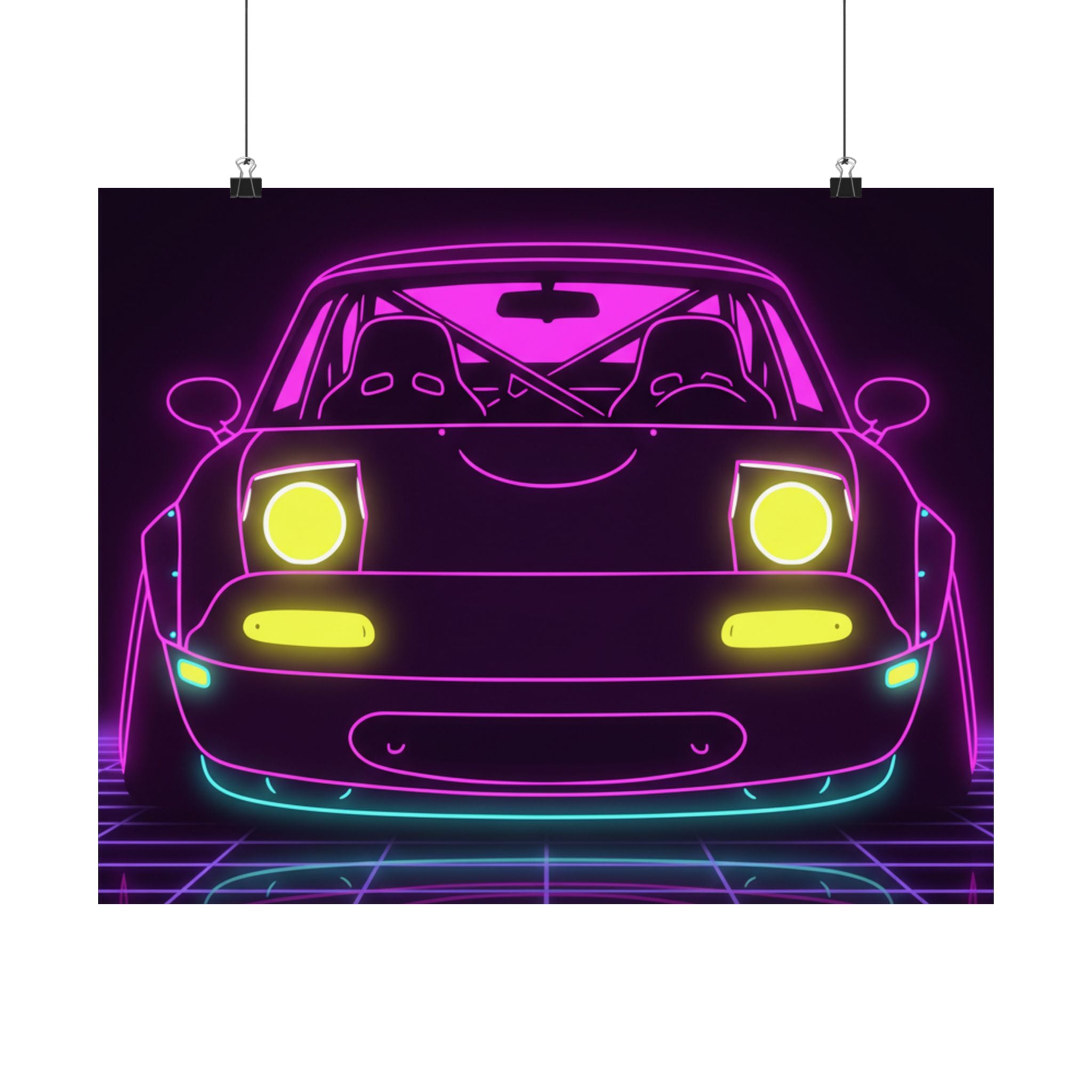 Mazda Miata NA (1989-97) Neon Synthwave Poster
