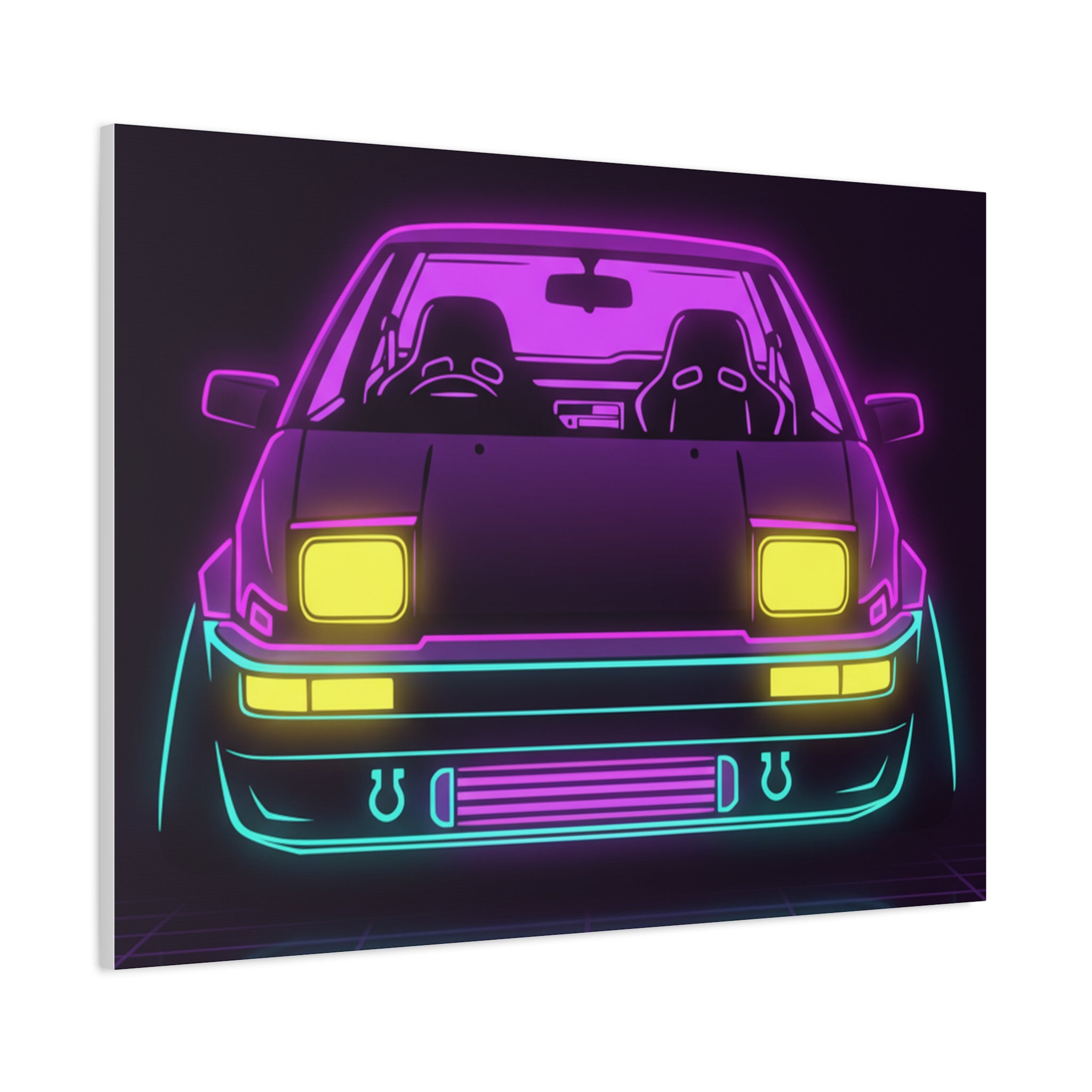 Toyota AE86 (1983-87) Neon Synthwave Canvas Wall Art