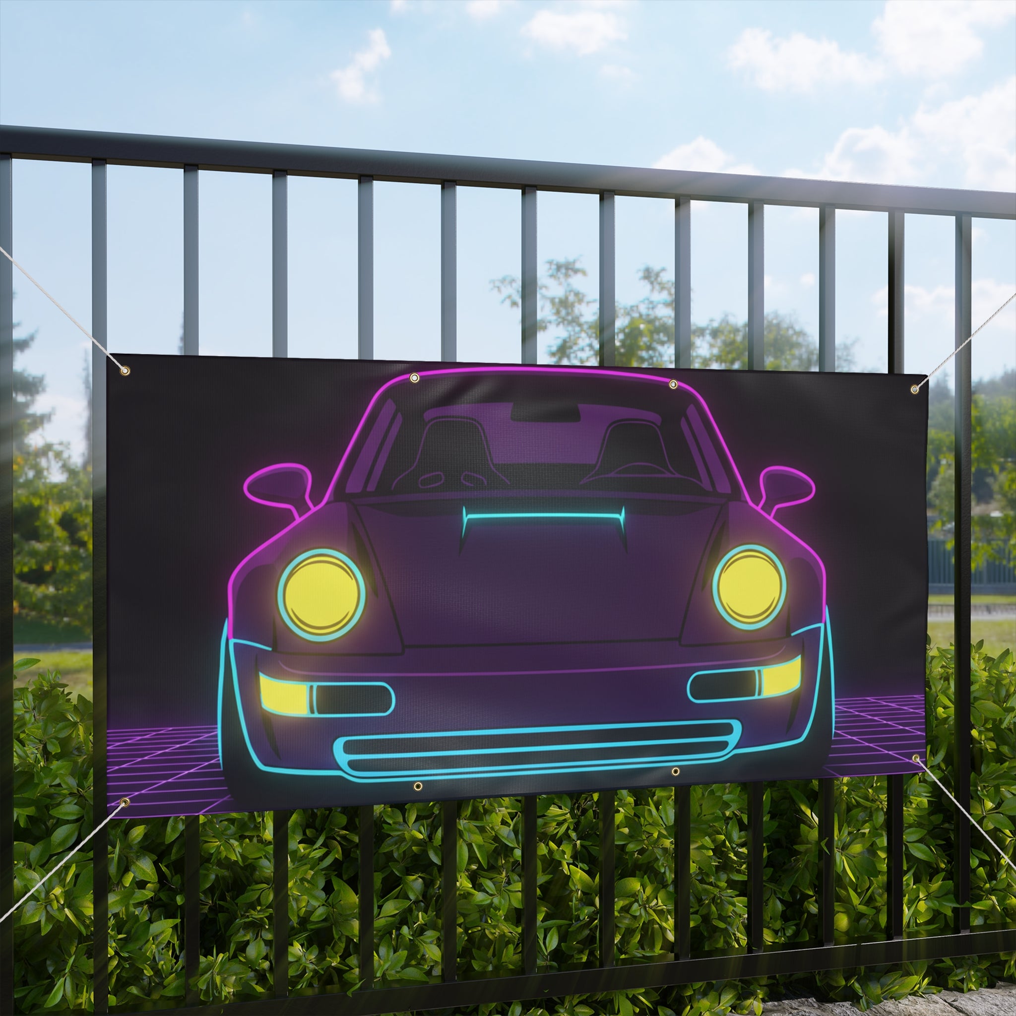 Porsche 964 Singer Neon Synthwave Banner