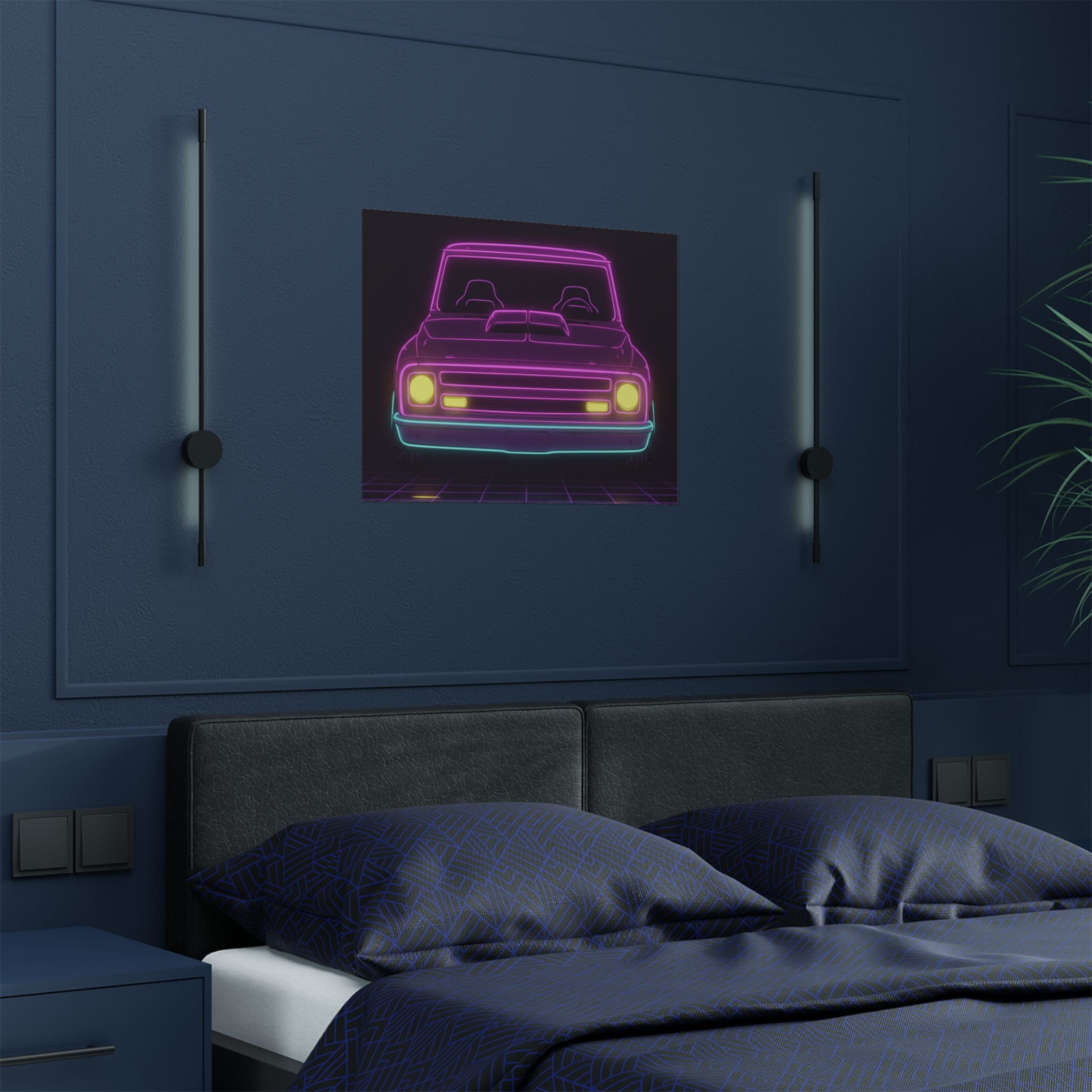 Chevy C10 Pickup (1967-72) Neon Synthwave Poster
