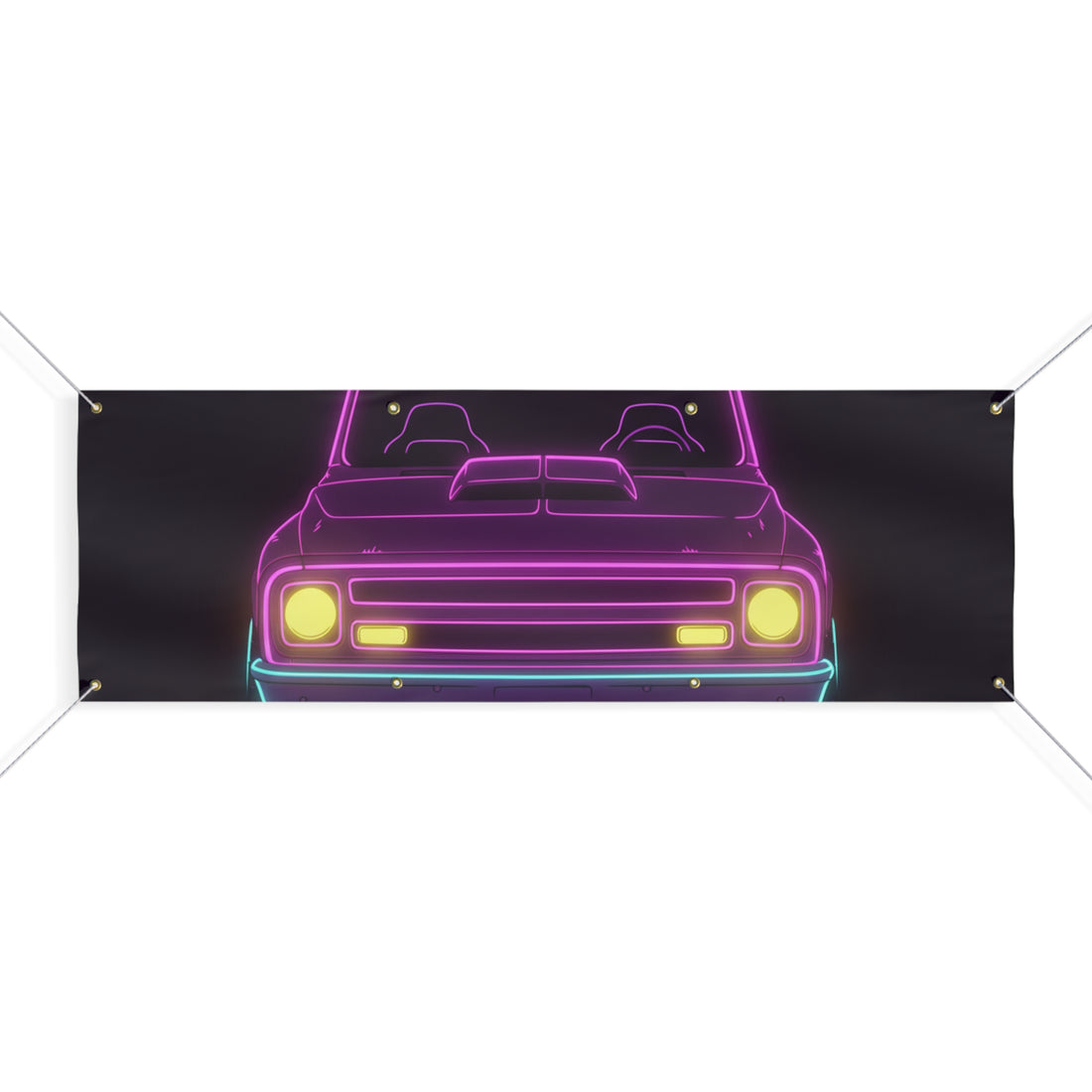 Chevy C10 Pickup (1967-72) Neon Synthwave Banner