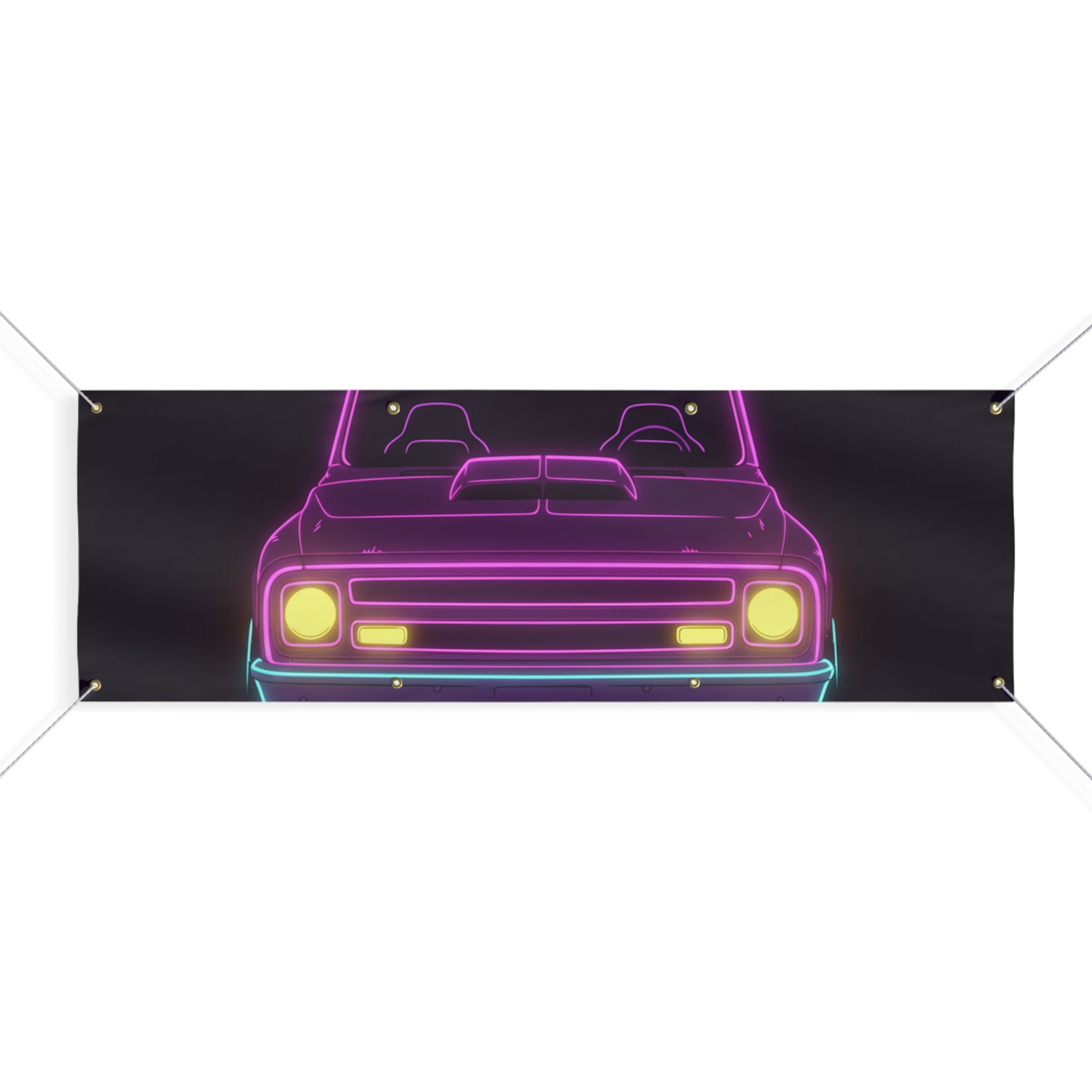 Chevy C10 Pickup (1967-72) Neon Synthwave Banner