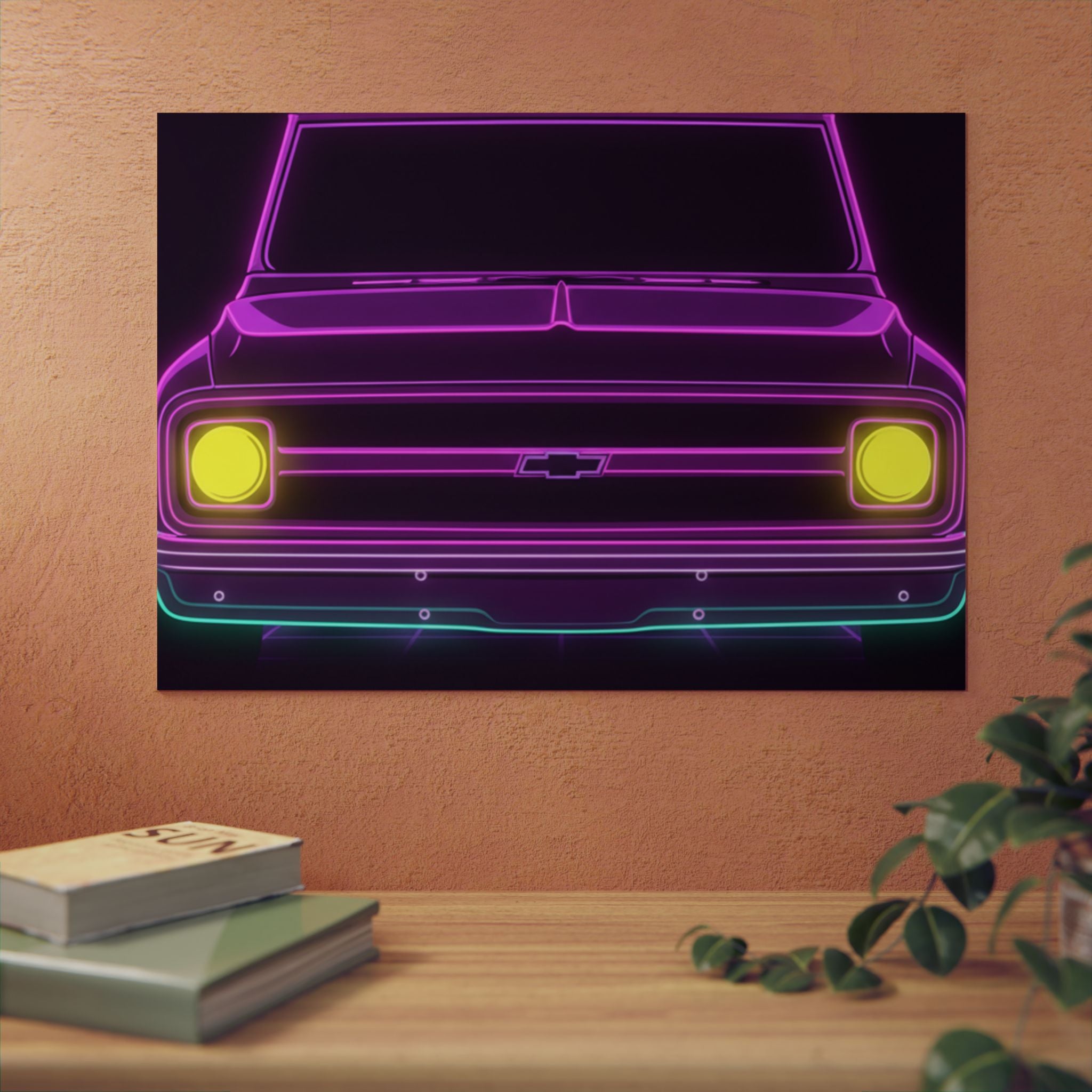Chevy C10 Pickup (1967-72) Pro-Touring Neon Synthwave Metal Wall Sign