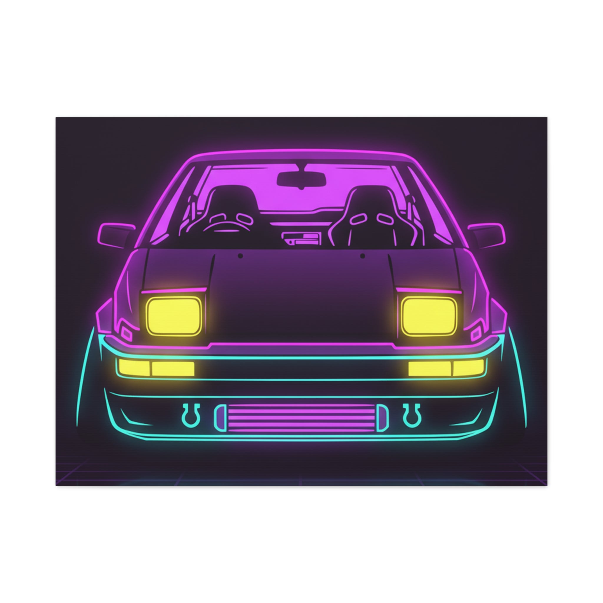 Toyota AE86 (1983-87) Neon Synthwave Canvas Wall Art