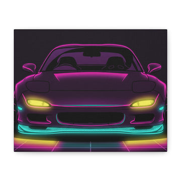Mazda RX-7 FD Neon Synthwave Canvas Wall Art