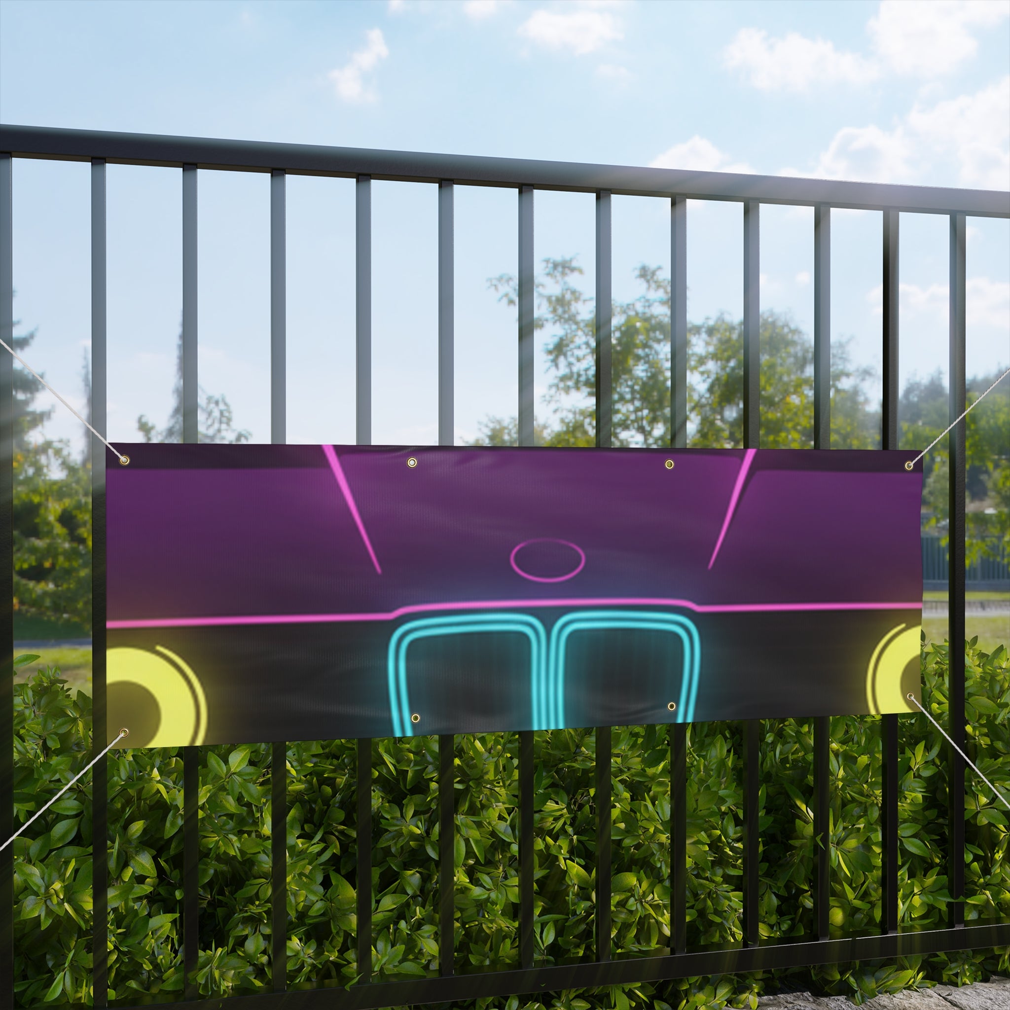 BMW E30 Neon Synthwave Banner