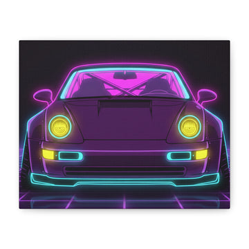 Porsche 964 Turbo Neon Synthwave Canvas Wall Art