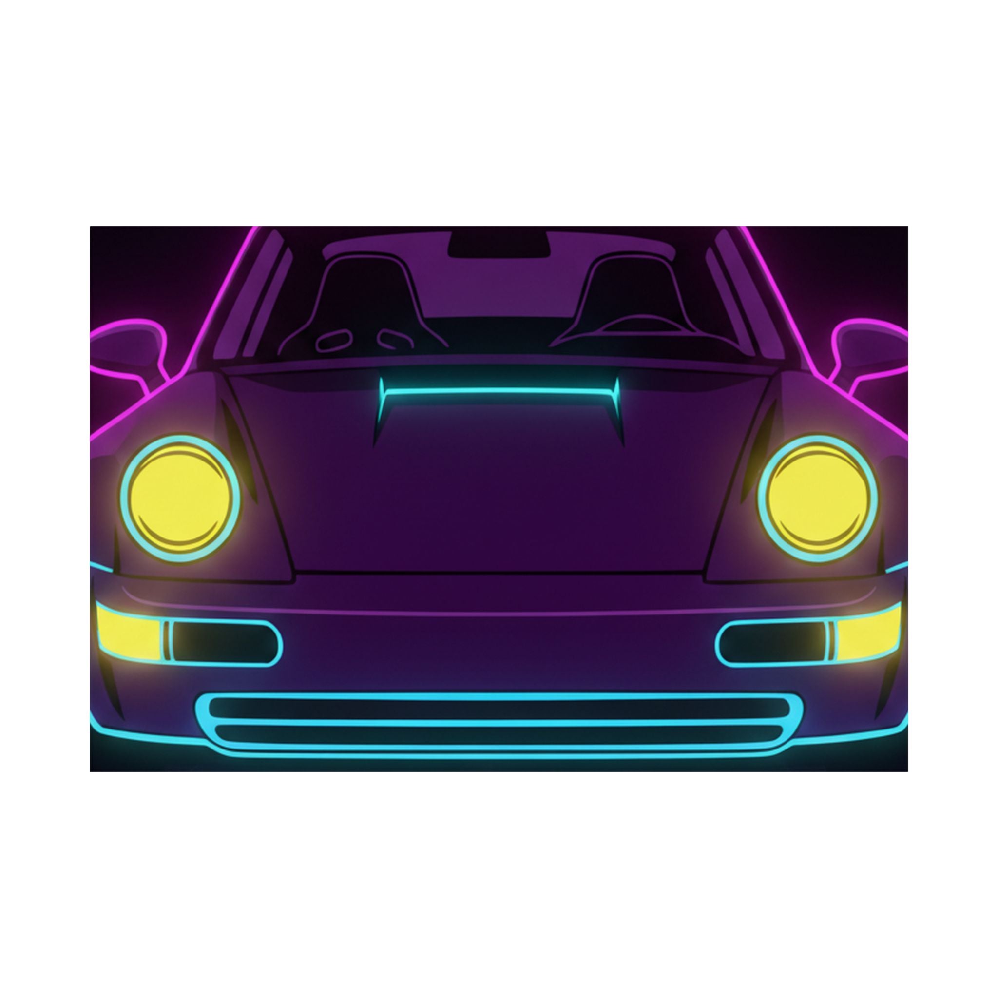 Porsche 964 Singer Neon Synthwave Poster