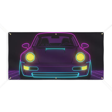 Porsche 964 Singer Neon Synthwave Banner