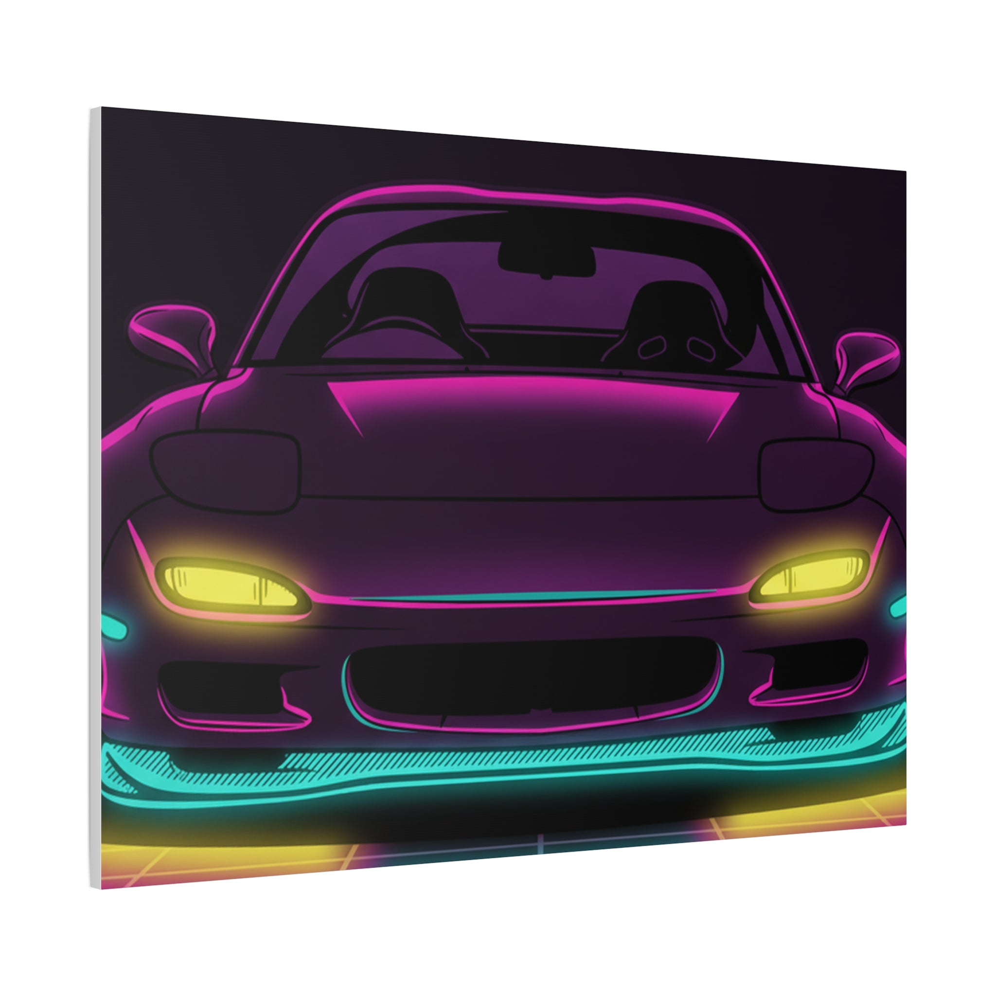 Mazda RX-7 FD Neon Synthwave Canvas Wall Art