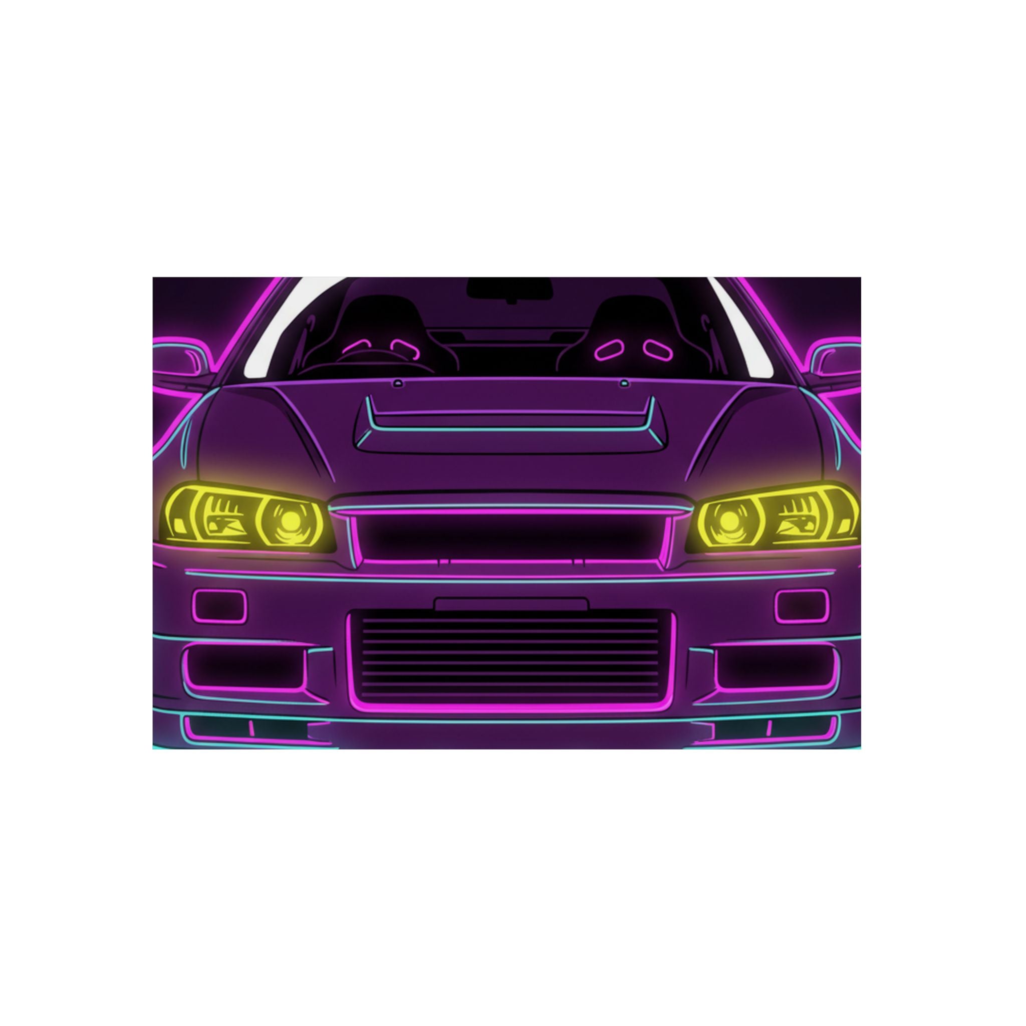 Nissan GT-R Neon Synthwave Metal Wall Sign