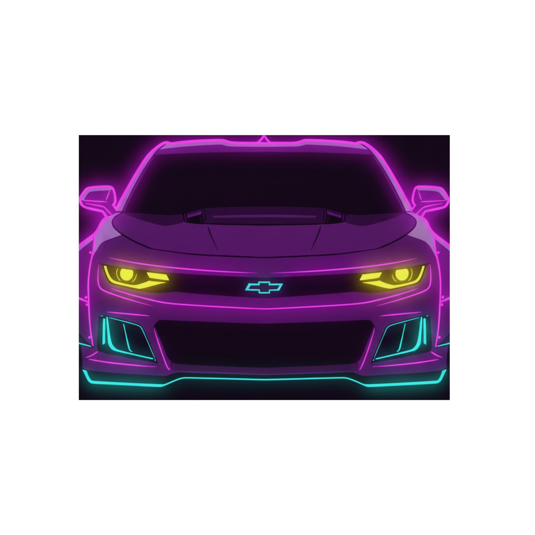 Chevrolet Camaro ZL1 Neon Synthwave Metal Wall Sign