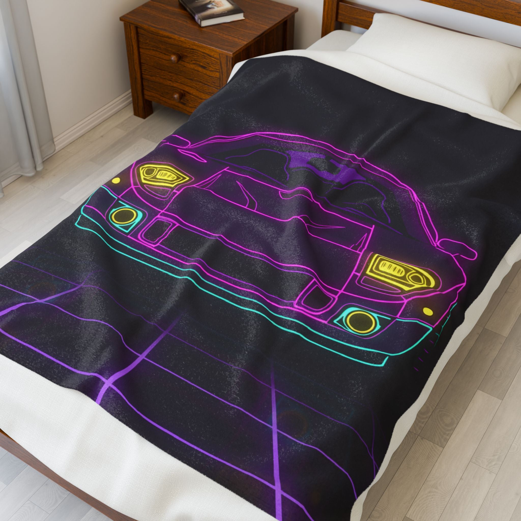 Ford GT40 (1964-69) Neon Synthwave Velveteen Plush Blanket