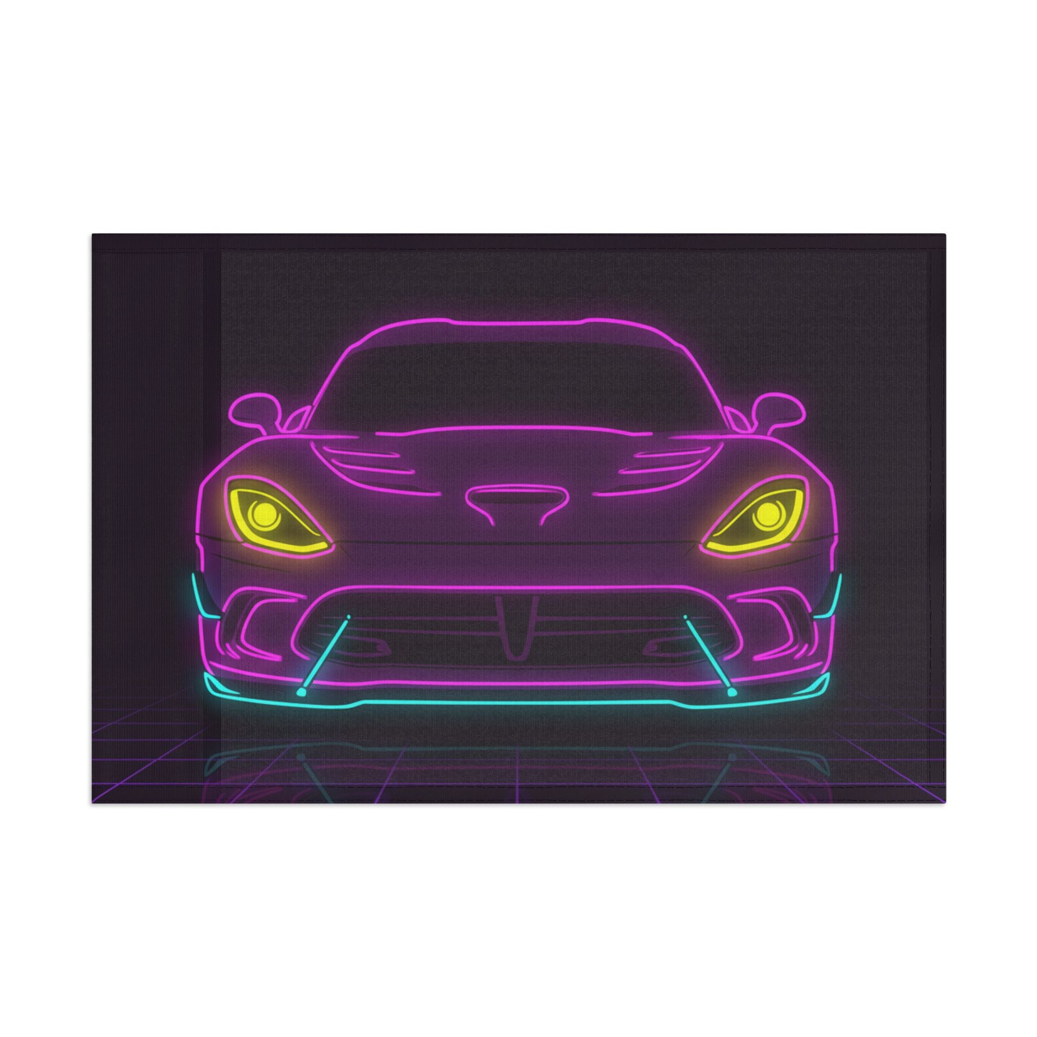 Dodge Viper (1992-17) Neon Synthwave Garage Flag