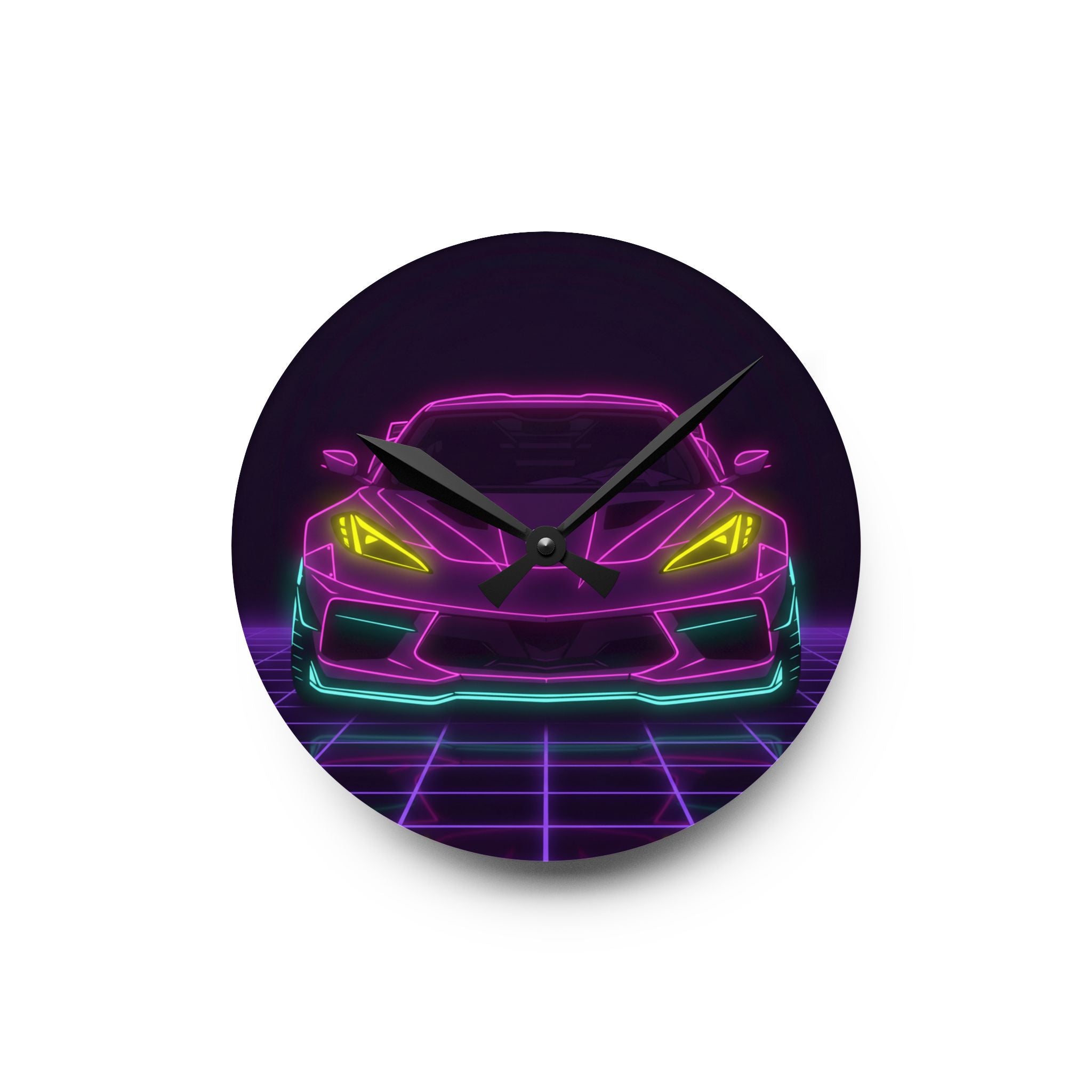 Corvette C8 (2020+) Neon Synthwave Wall Clock