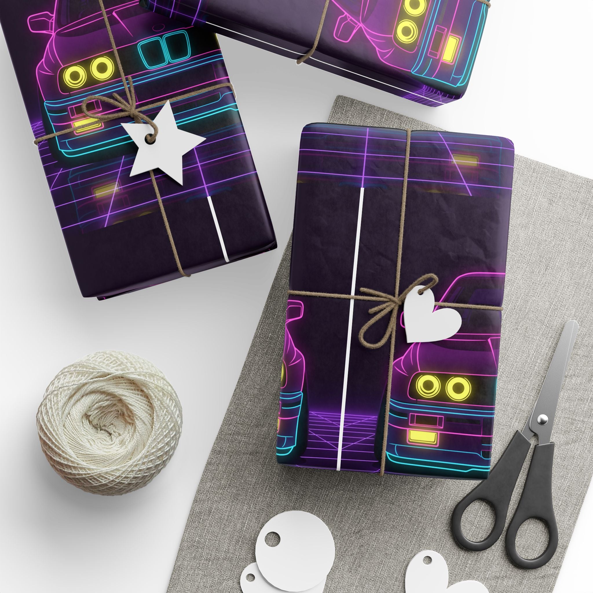 BMW E30 Neon Synthwave Gift Wrapping Paper