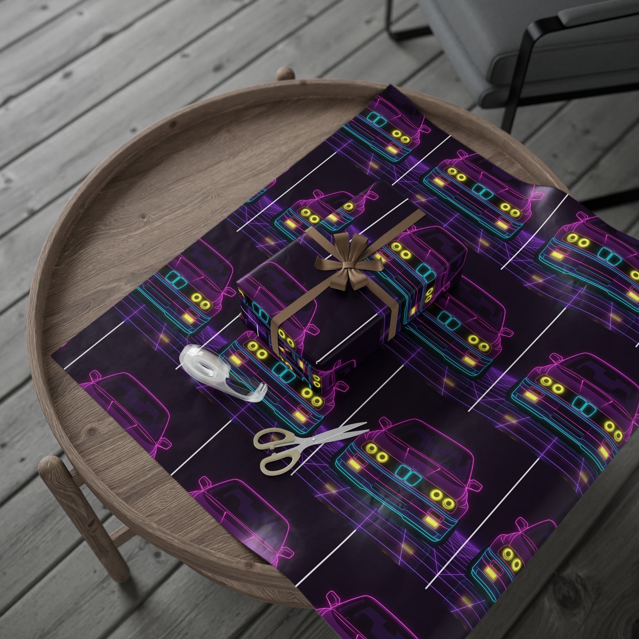 BMW E30 Neon Synthwave Gift Wrapping Paper