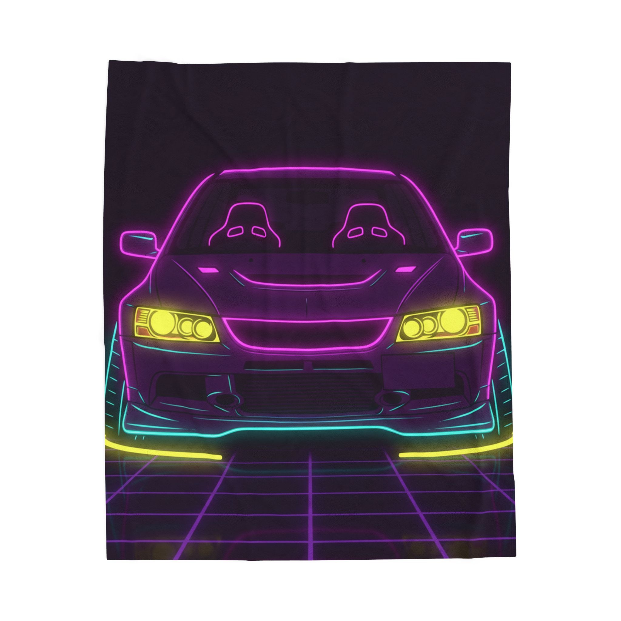 Mitsubishi Evo IX (2005-07) Neon Synthwave Velveteen Plush Blanket