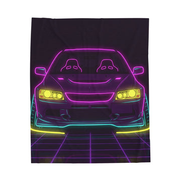 Mitsubishi Evo IX (2005-07) Neon Synthwave Velveteen Plush Blanket