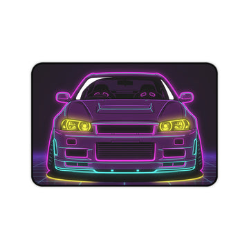 Nissan GT-R Neon Synthwave Desk Mat