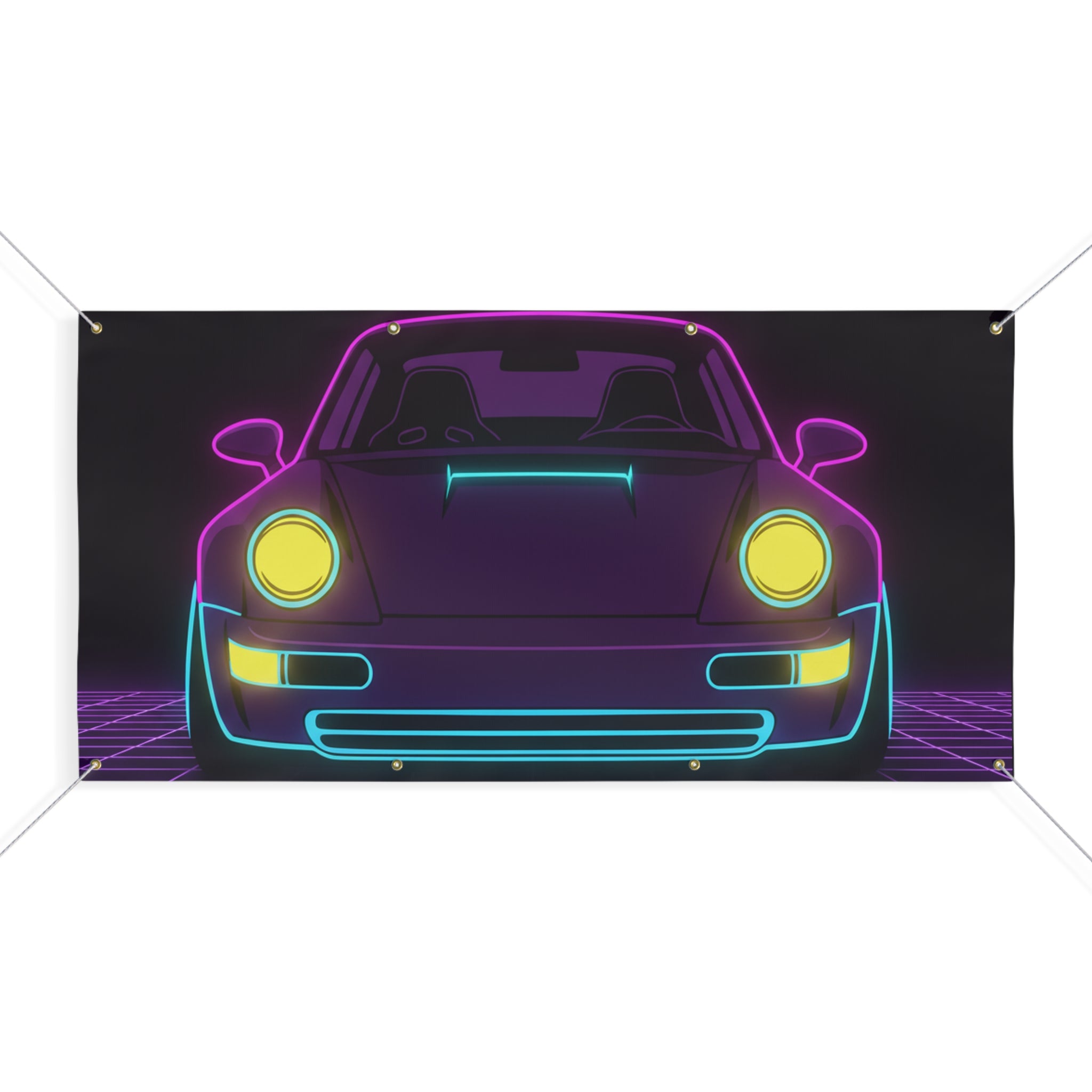 Porsche 964 Singer Neon Synthwave Banner
