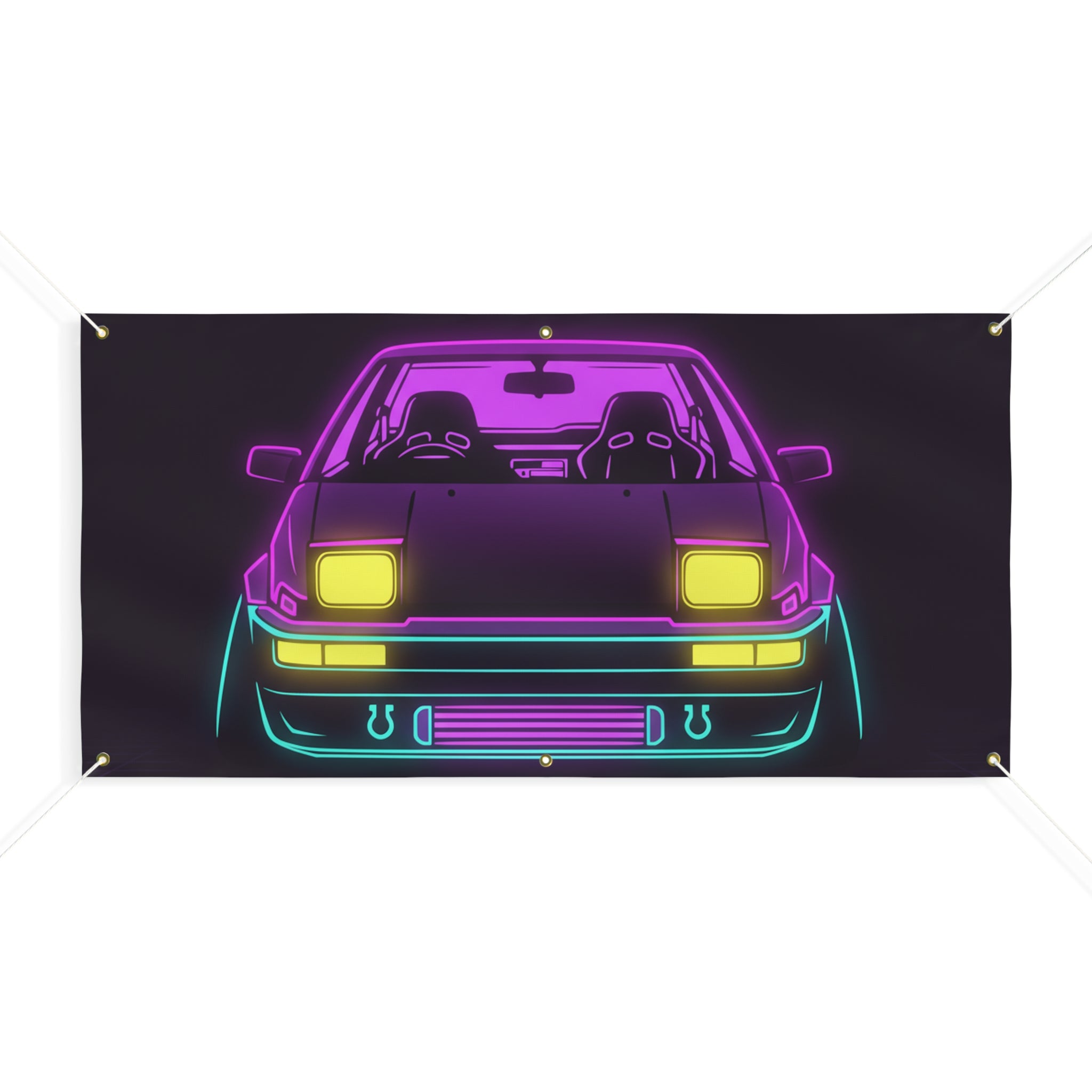 Toyota AE86 (1983-87) Neon Synthwave Banner