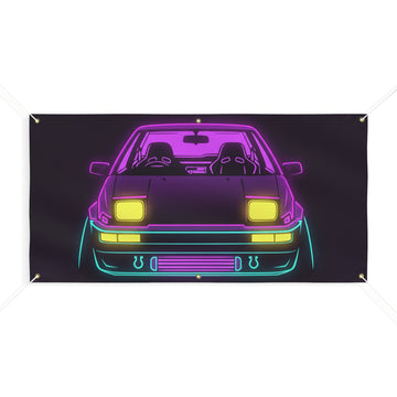 Toyota AE86 (1983-87) Neon Synthwave Banner