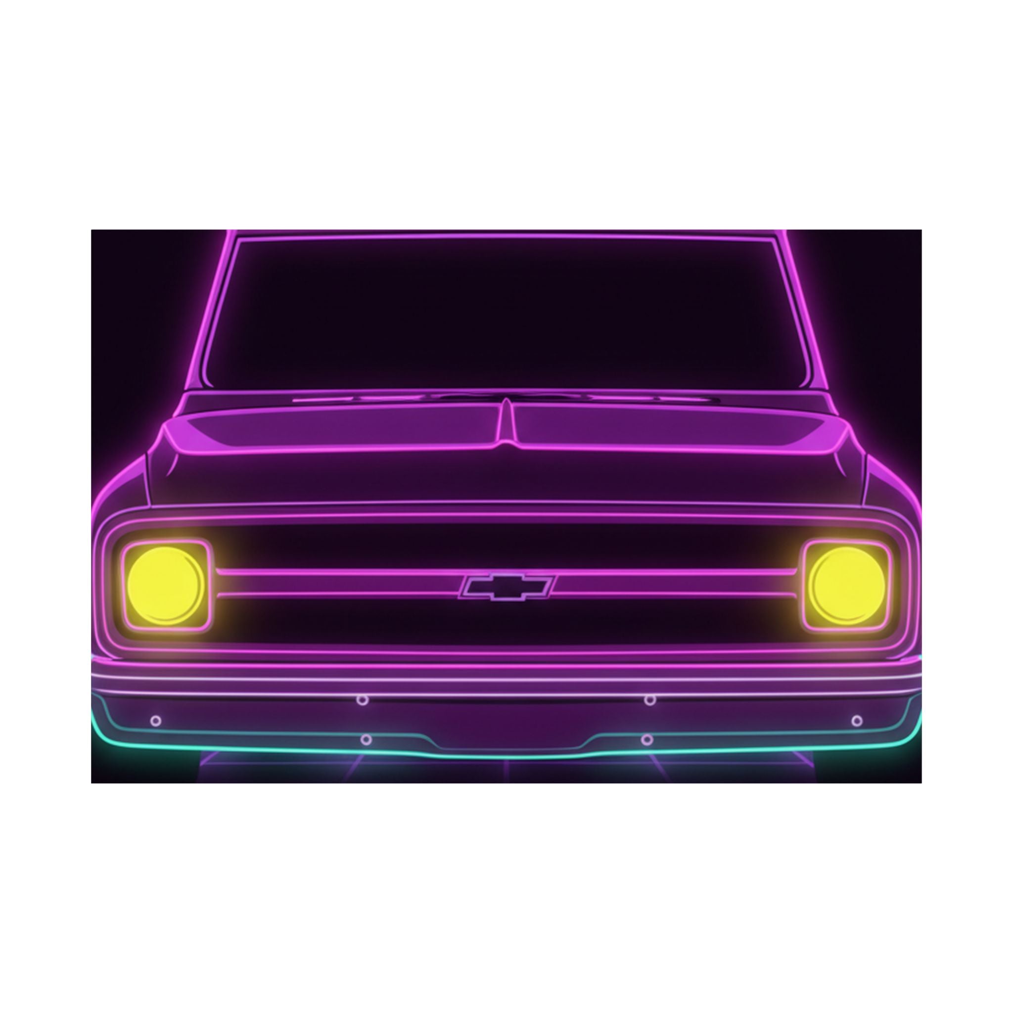 Chevy C10 Pickup (1967-72) Pro-Touring Neon Synthwave Poster