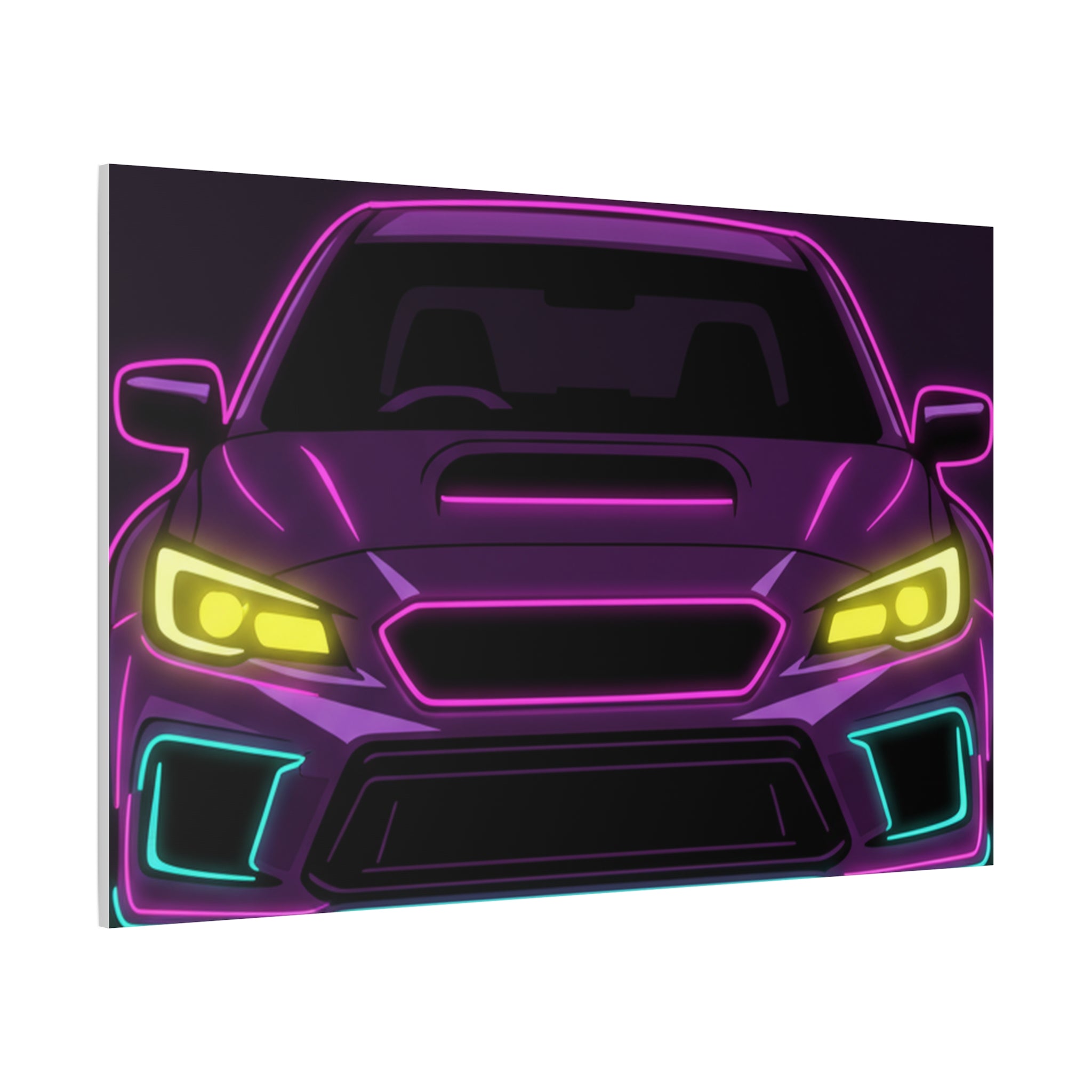 Subaru WRX STI Neon Synthwave Canvas Wall Art