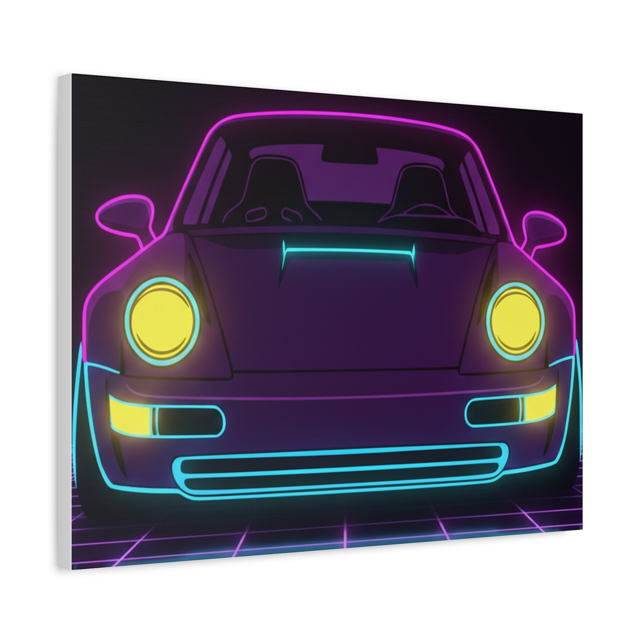Porsche 964 Singer Neon Synthwave Canvas Wall Art
