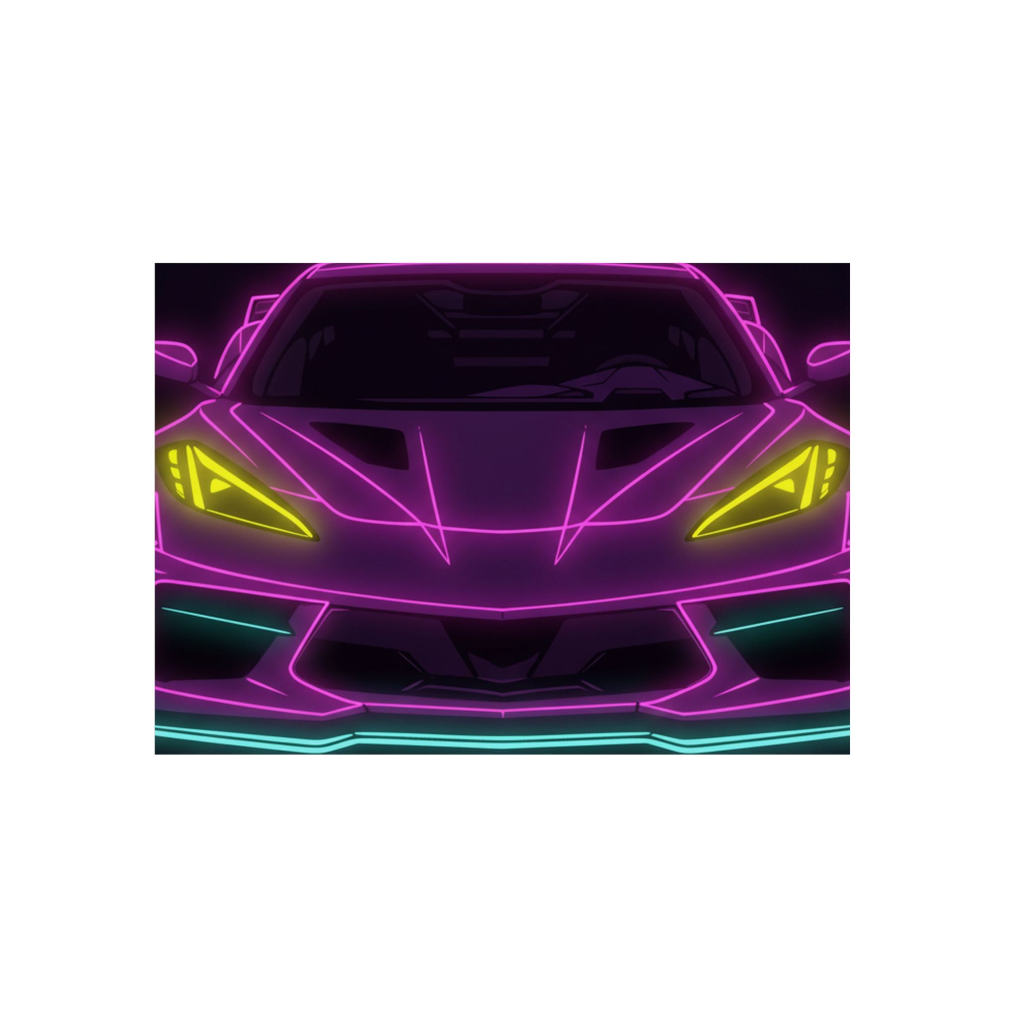 Corvette C8 (2020+) Neon Synthwave Metal Wall Sign