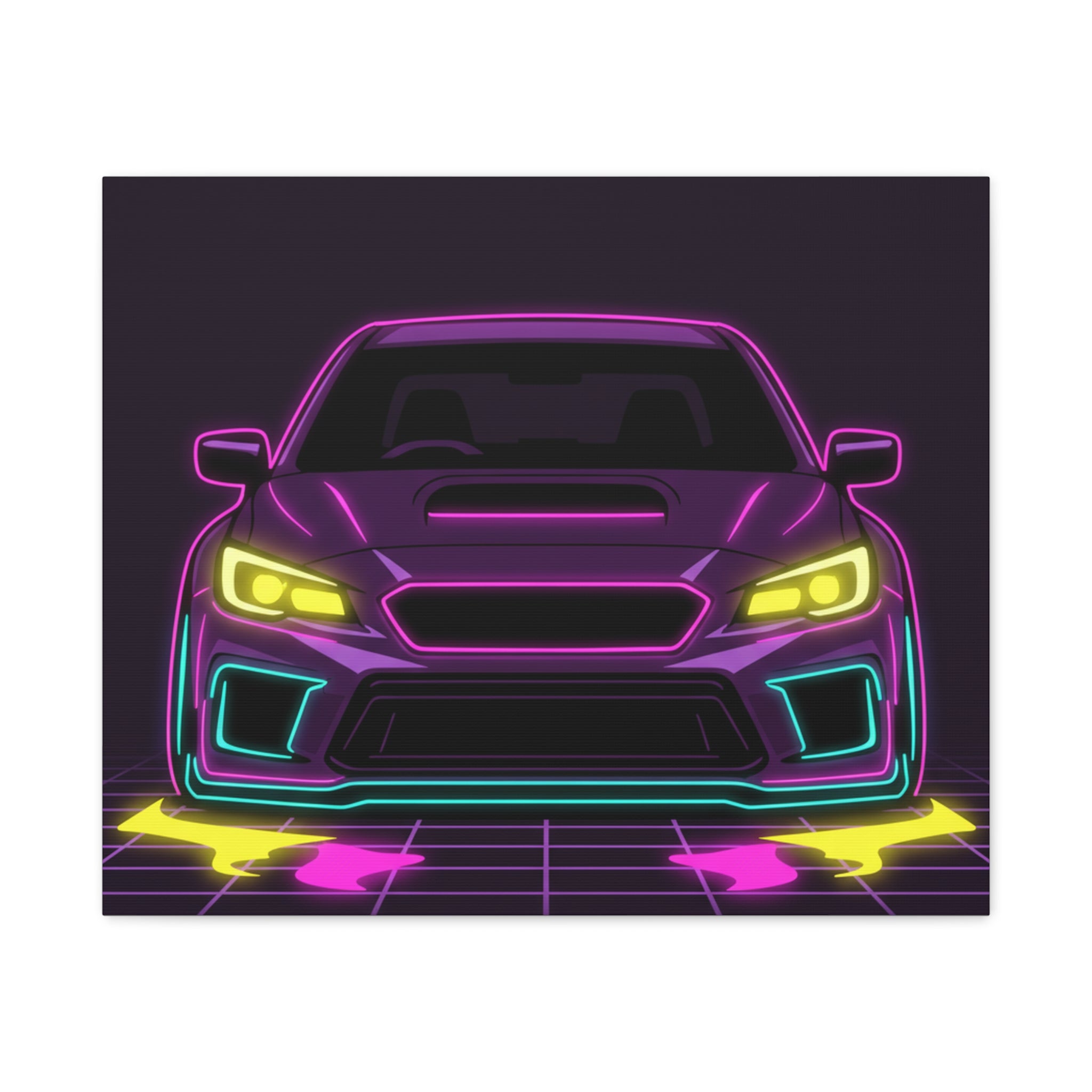 Subaru WRX STI Neon Synthwave Canvas Wall Art