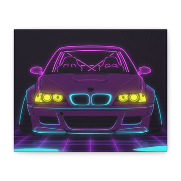 BMW E46 M3 (2000-06) Neon Synthwave Canvas Wall Art