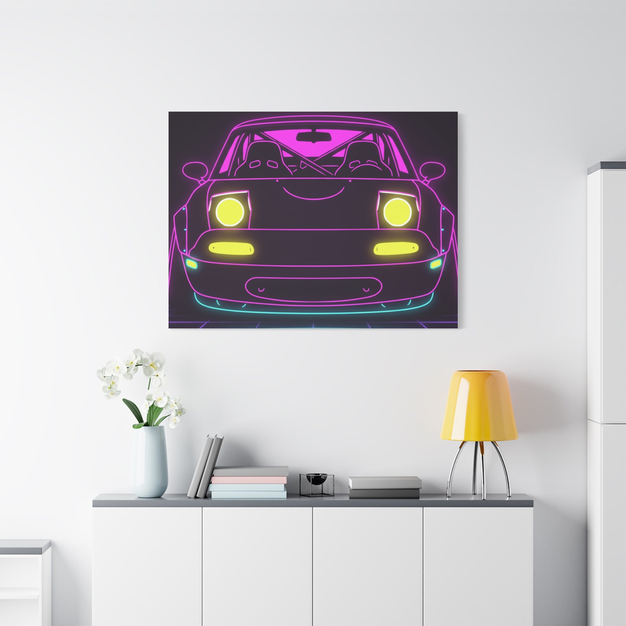 Mazda Miata NA (1989-97) Neon Synthwave Canvas Wall Art