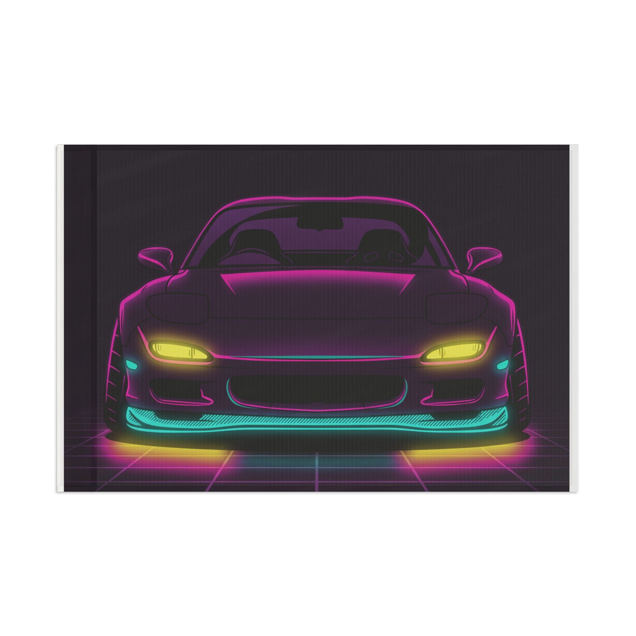 Mazda RX-7 FD Neon Synthwave Garage Flag