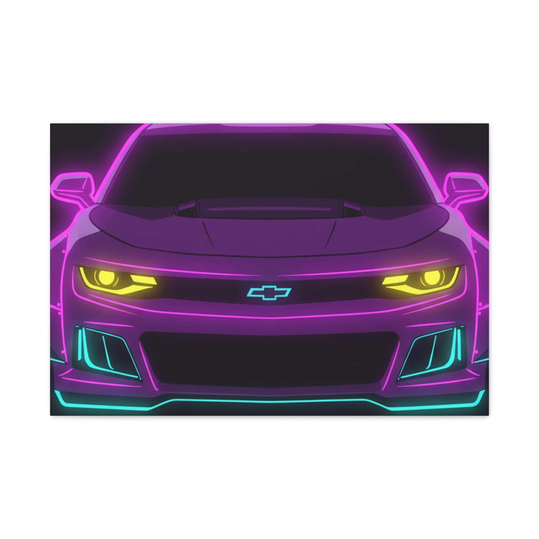 Chevrolet Camaro ZL1 Neon Synthwave Canvas Wall Art