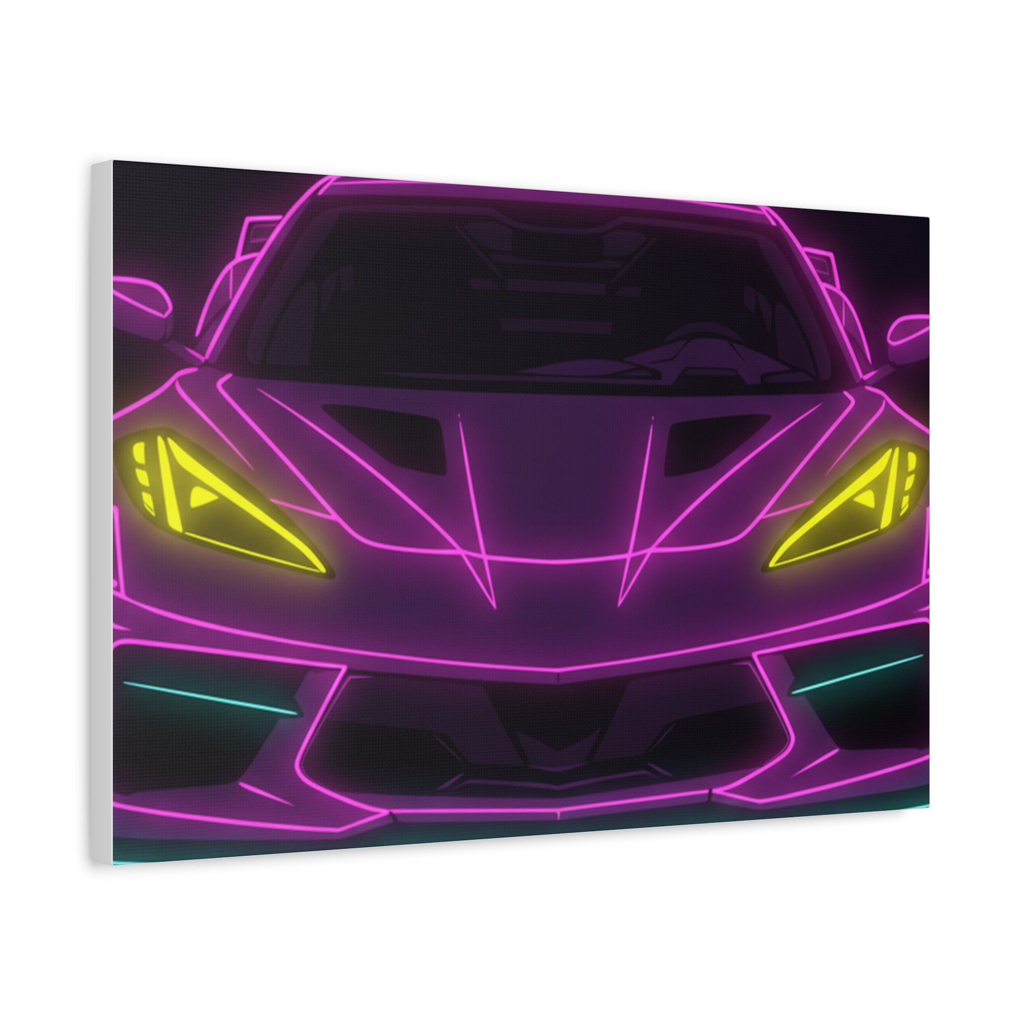 Corvette C8 (2020+) Neon Synthwave Canvas Wall Art
