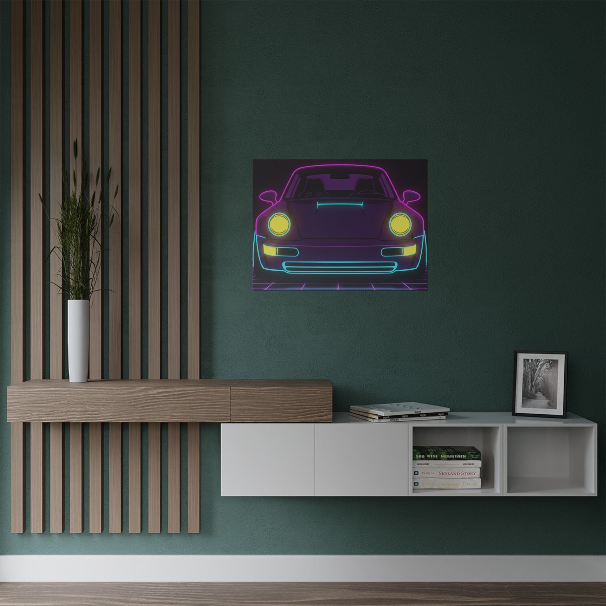 Porsche 964 Singer Neon Synthwave Poster