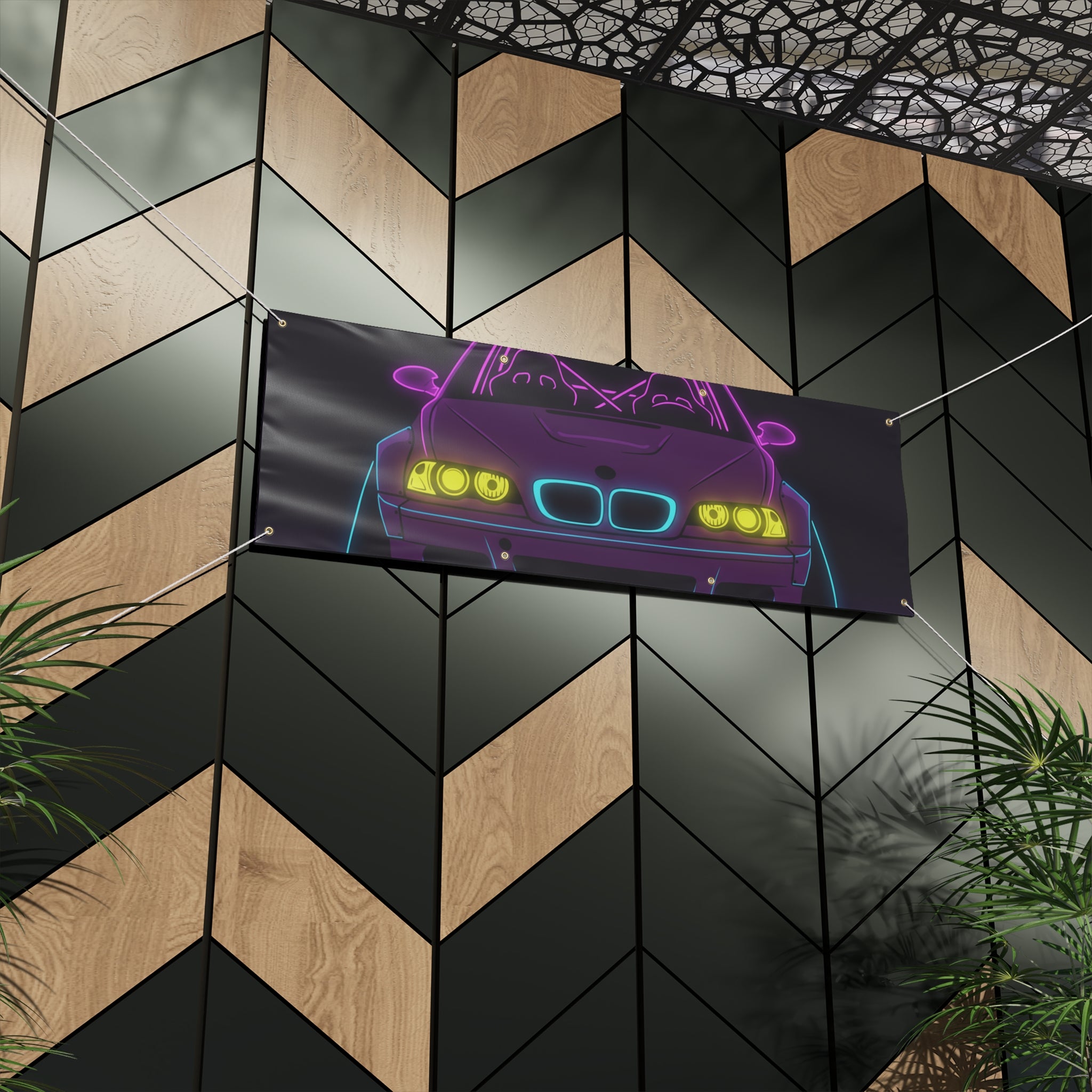 BMW E46 M3 (2000-06) Neon Synthwave Banner