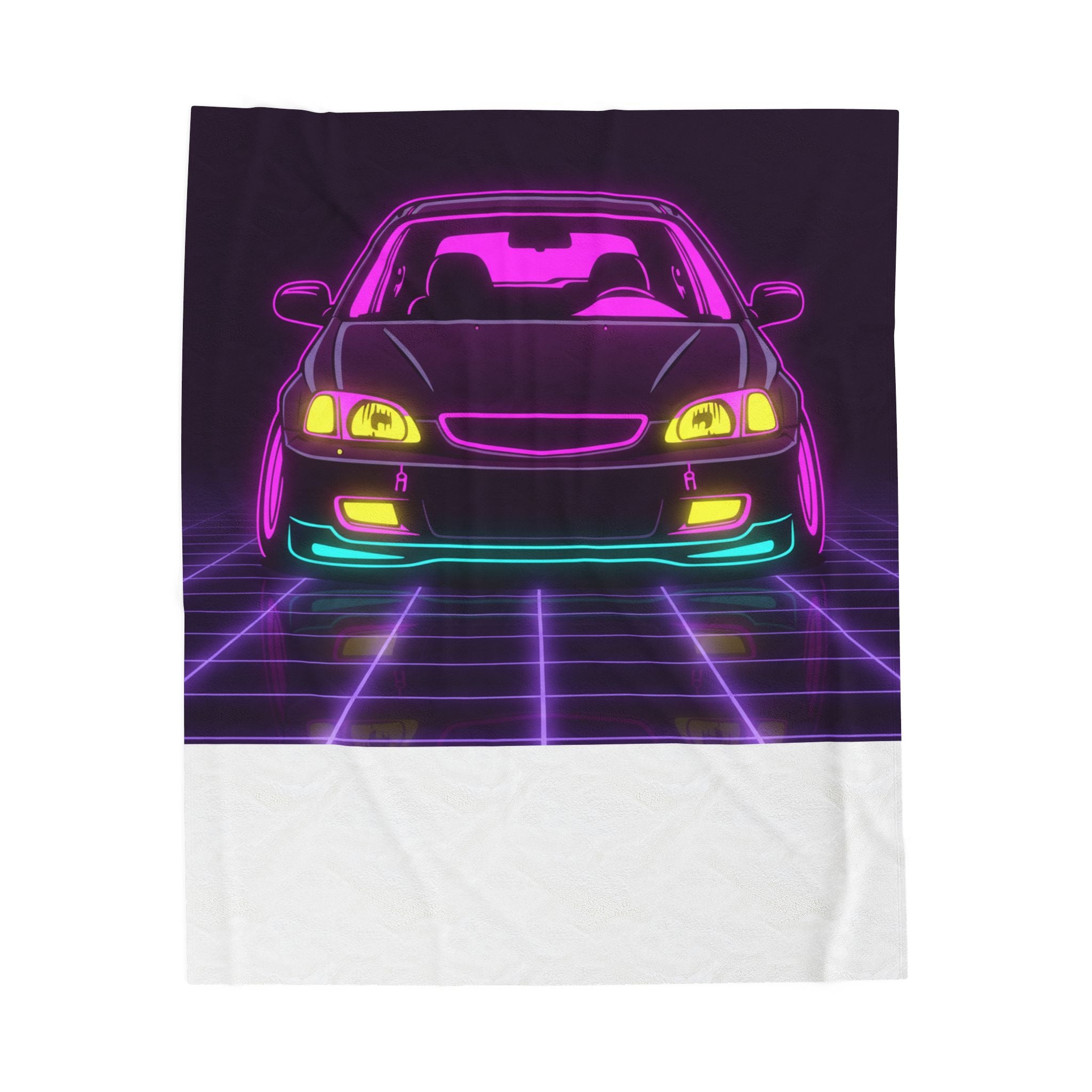 Honda Civic EK Hatch Neon Synthwave Velveteen Plush Blanket