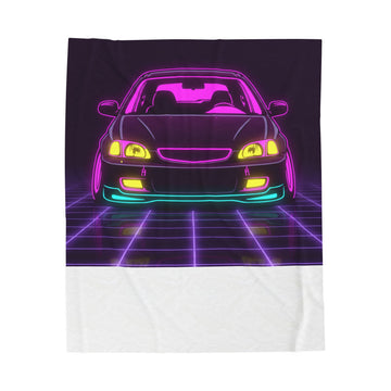 Honda Civic EK Hatch Neon Synthwave Velveteen Plush Blanket