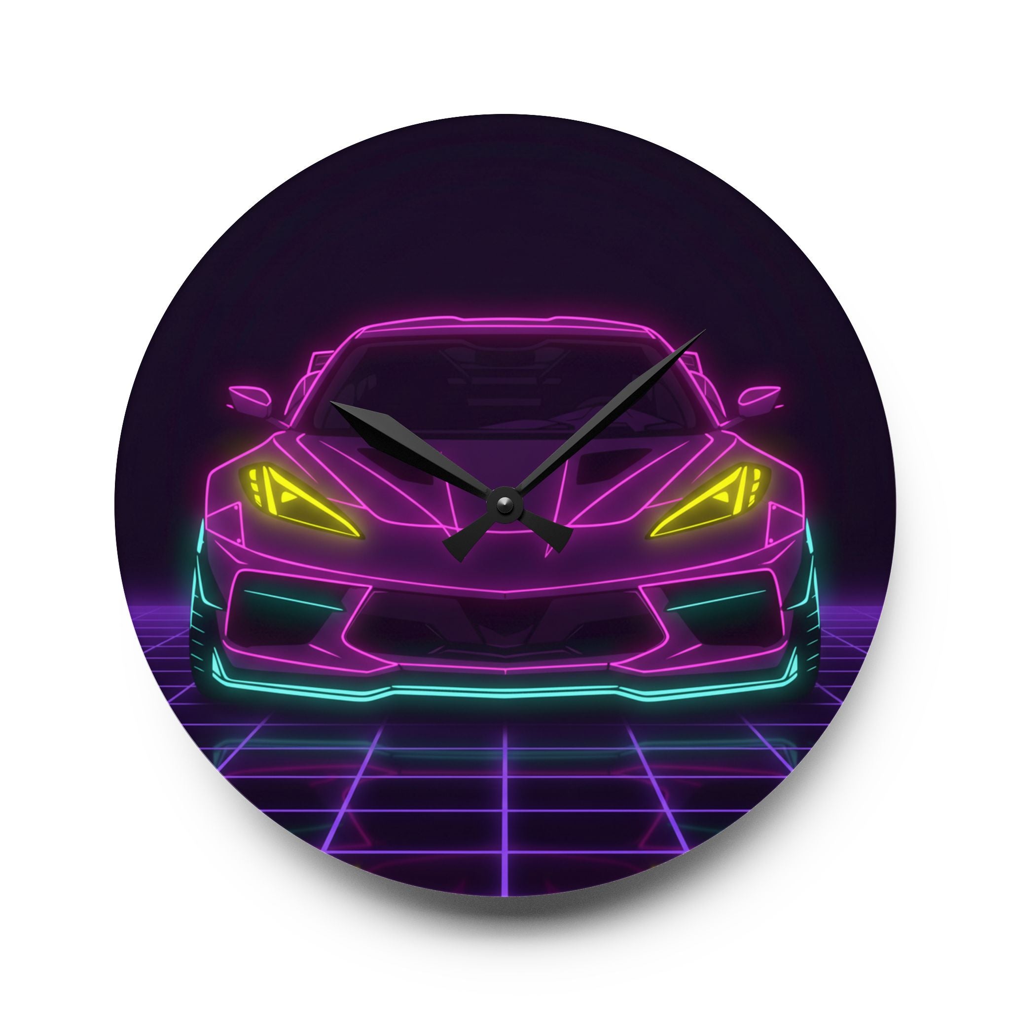 Corvette C8 (2020+) Neon Synthwave Wall Clock