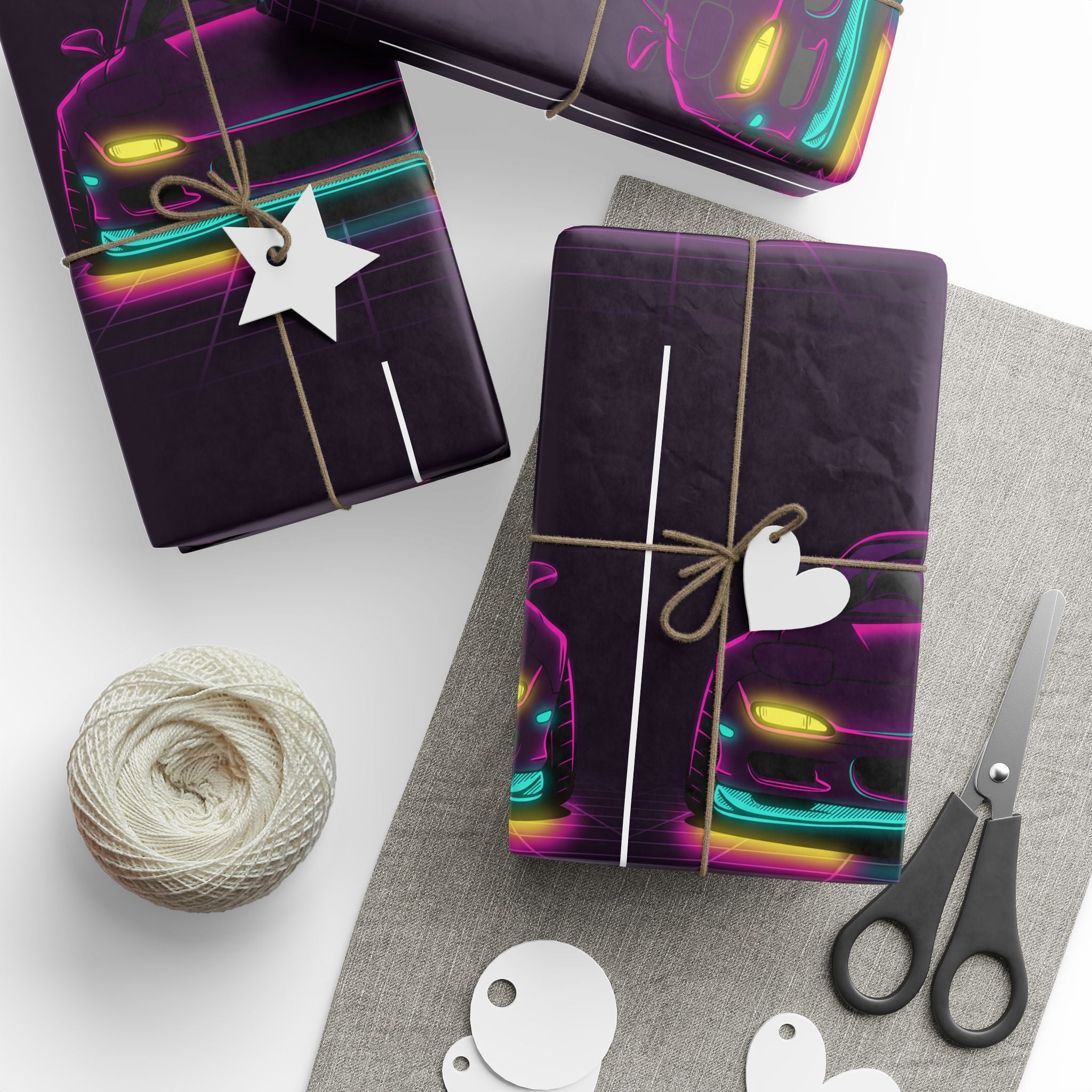Mazda RX-7 FD Neon Synthwave Gift Wrapping Paper