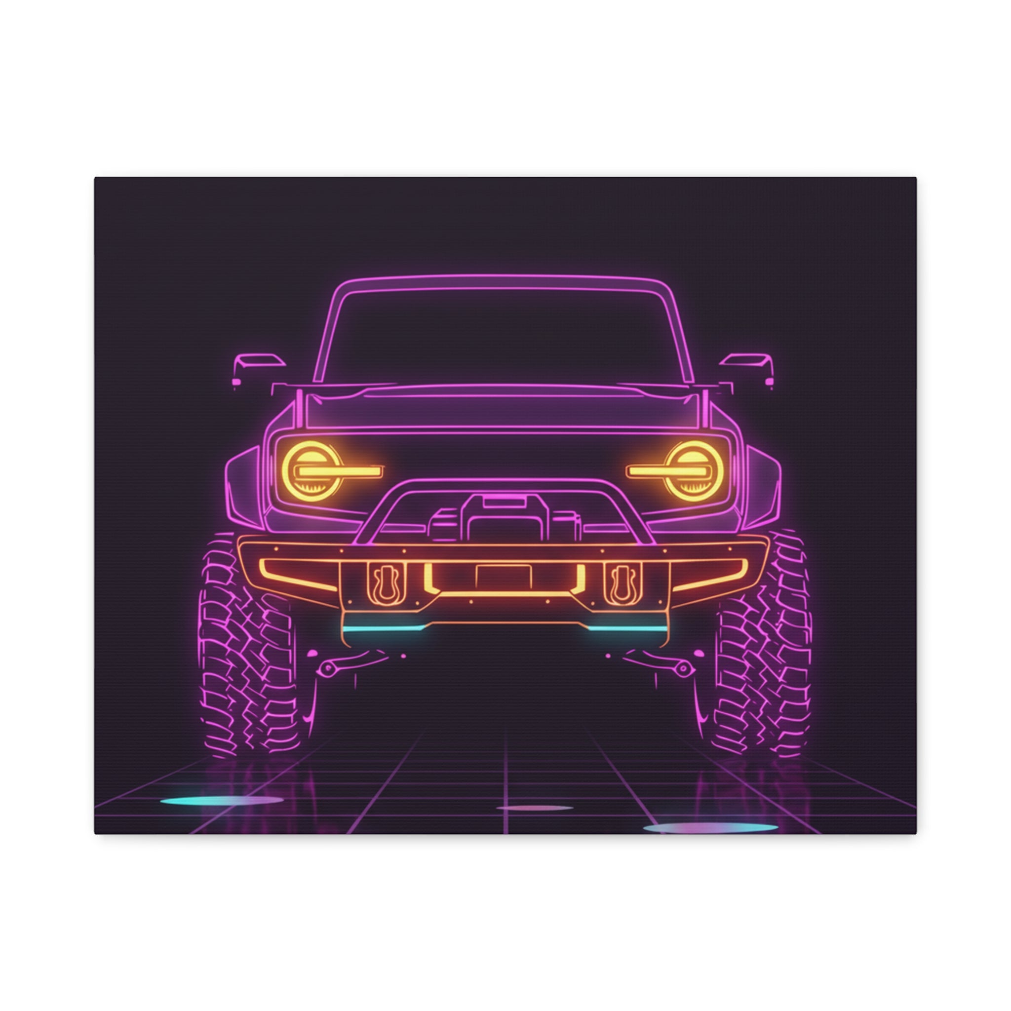 Ford Bronco (2021+) Neon Synthwave Canvas Wall Art