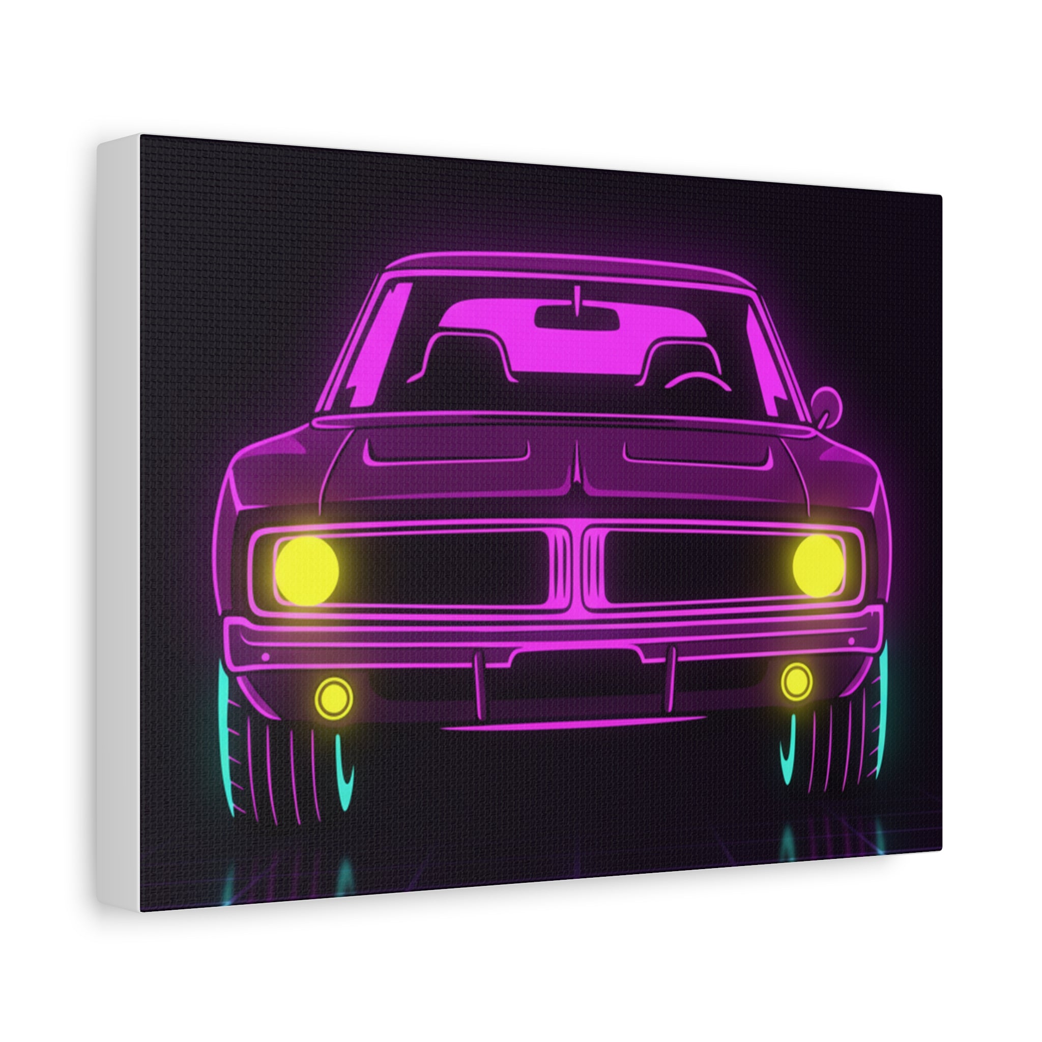 Dodge Charger R/T (1968-70) Resto-Mod Neon Synthwave Canvas Wall Art