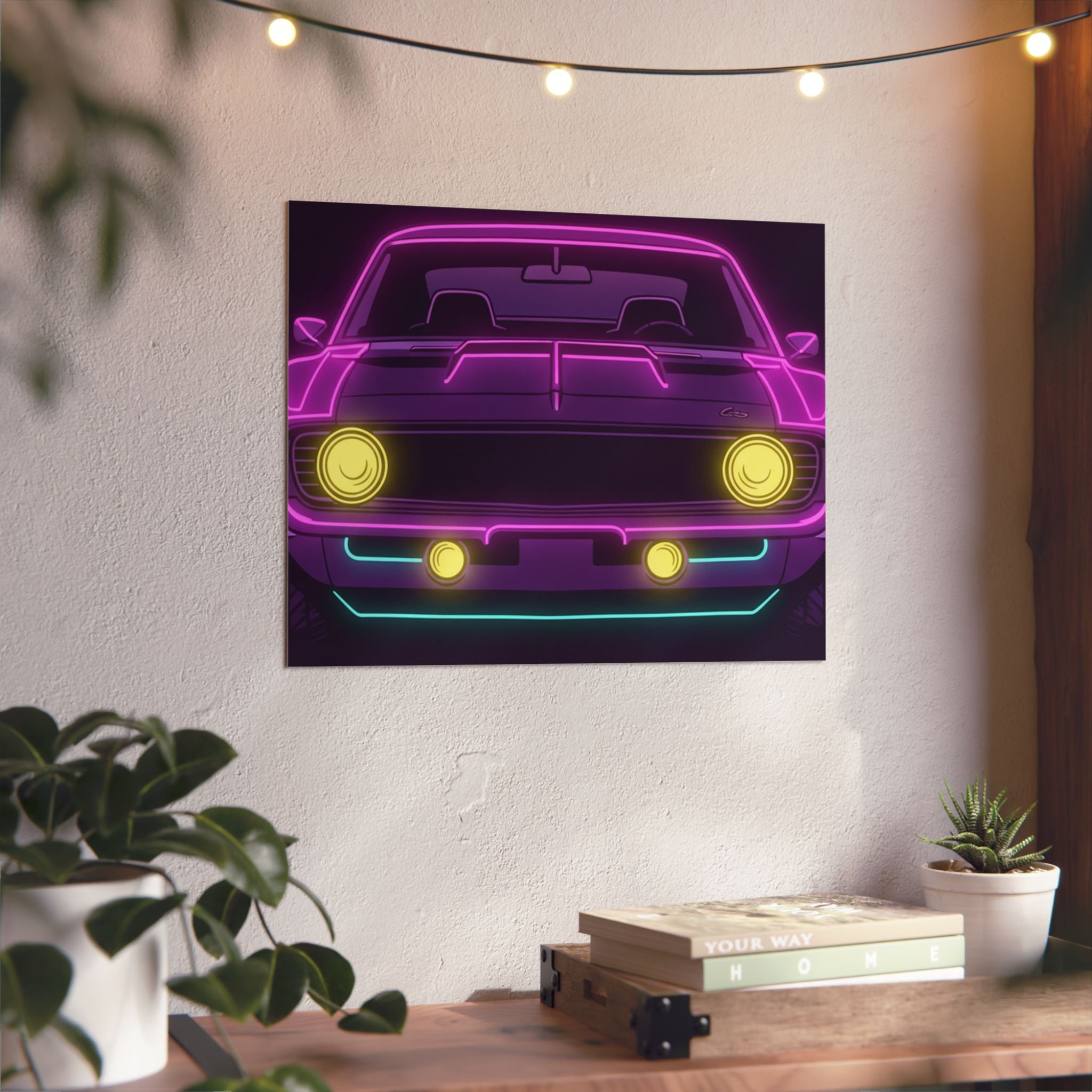 1969 Chevrolet Camaro SS Neon Synthwave Metal Wall Sign