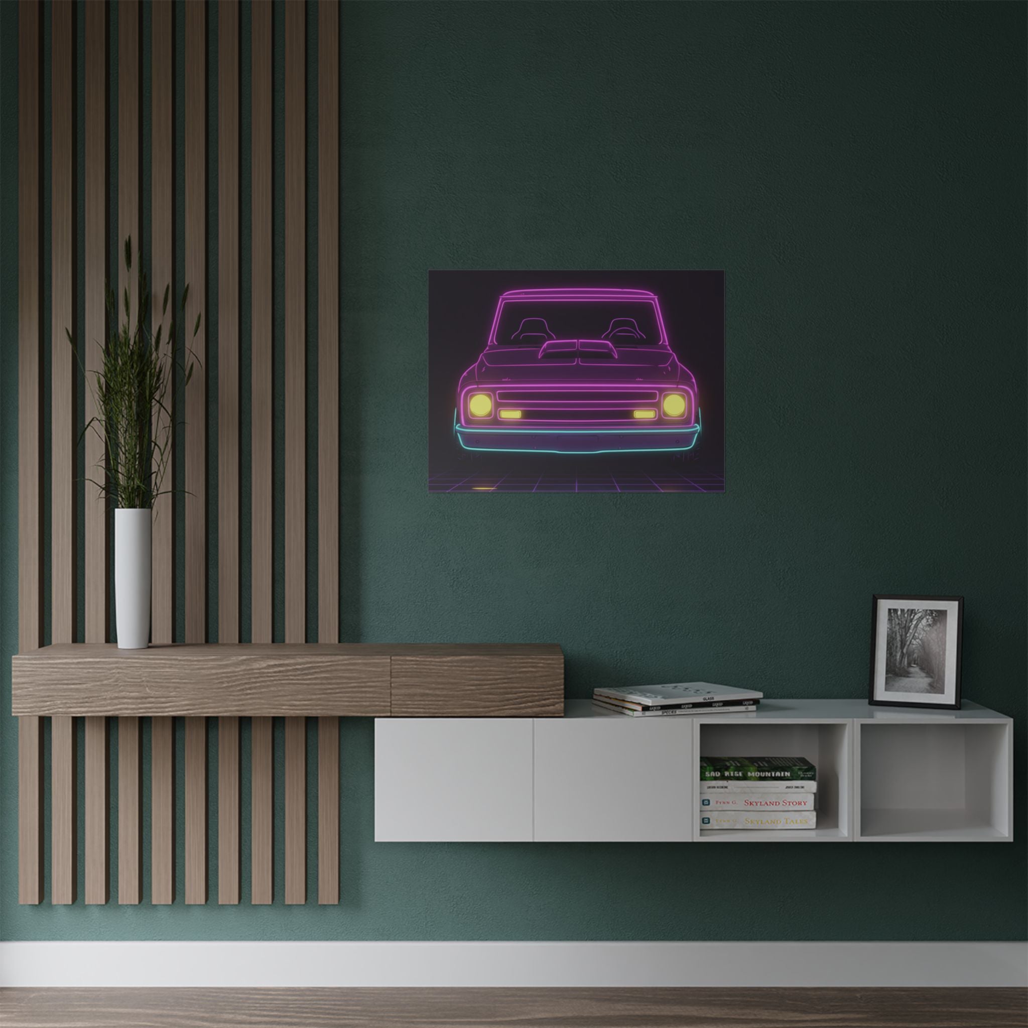 Chevy C10 Pickup (1967-72) Neon Synthwave Poster
