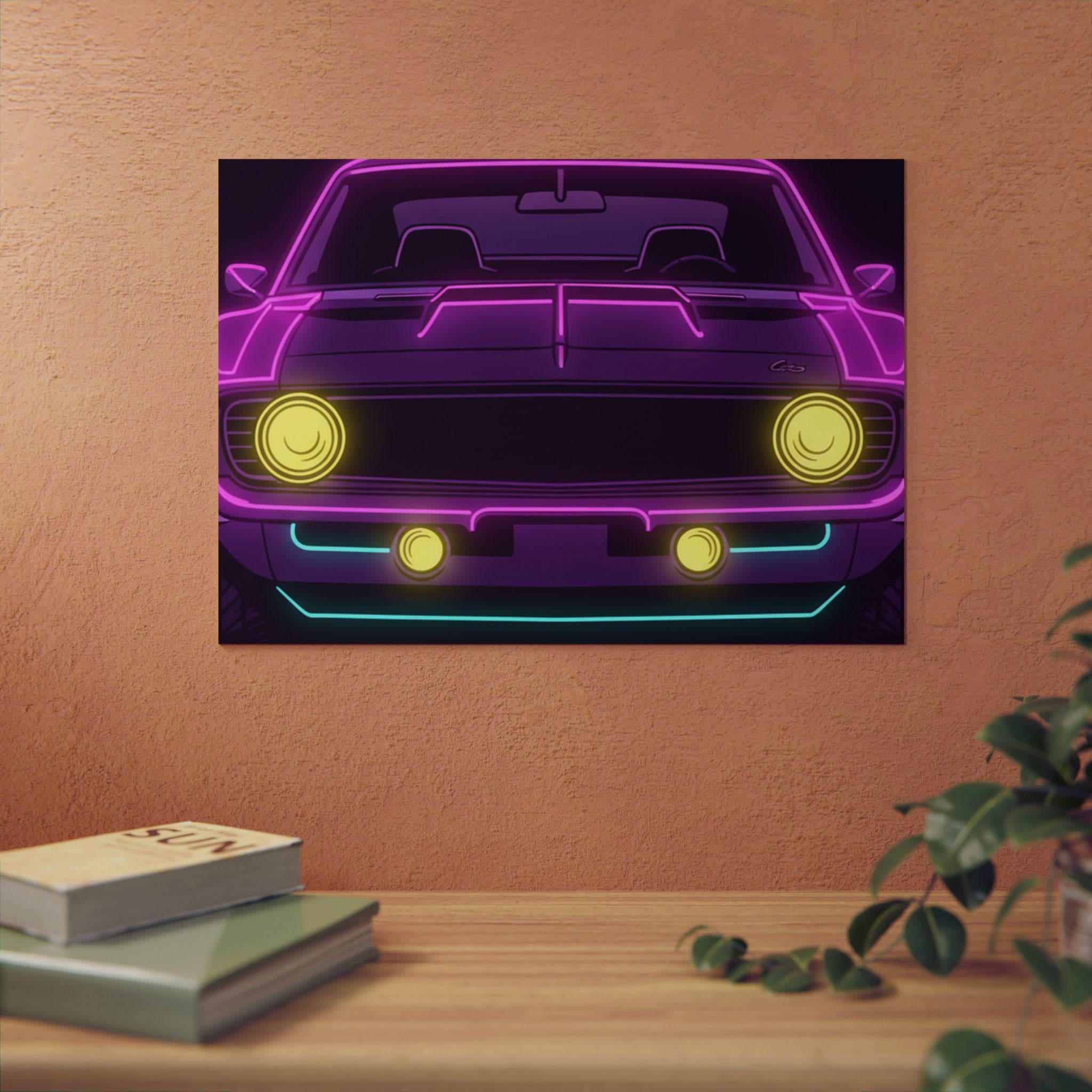 1969 Chevrolet Camaro SS Neon Synthwave Metal Wall Sign