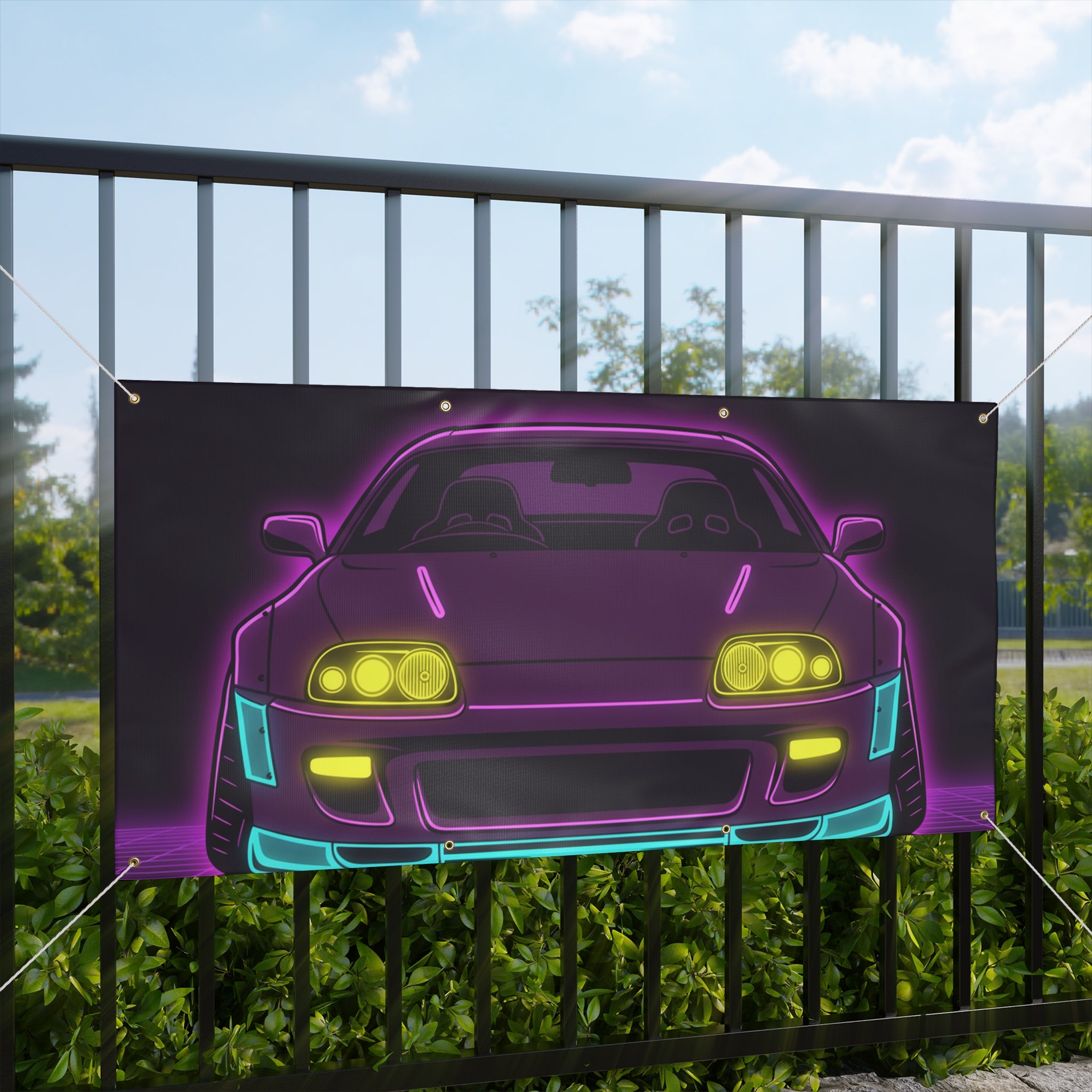 Toyota Supra MK4 Neon Synthwave Banner