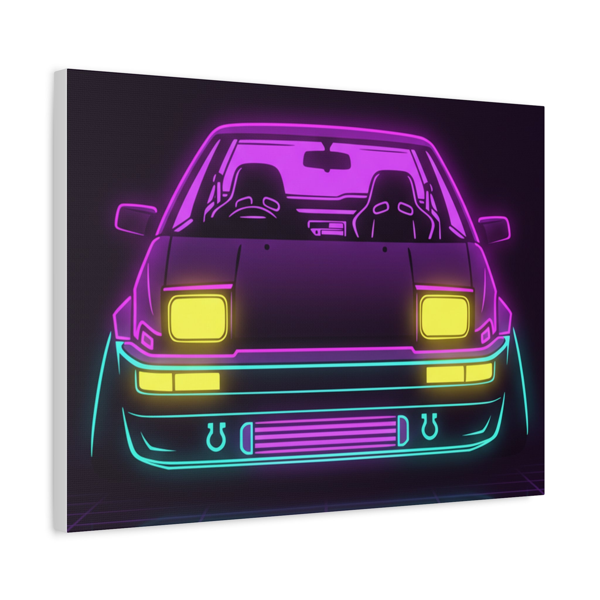 Toyota AE86 (1983-87) Neon Synthwave Canvas Wall Art